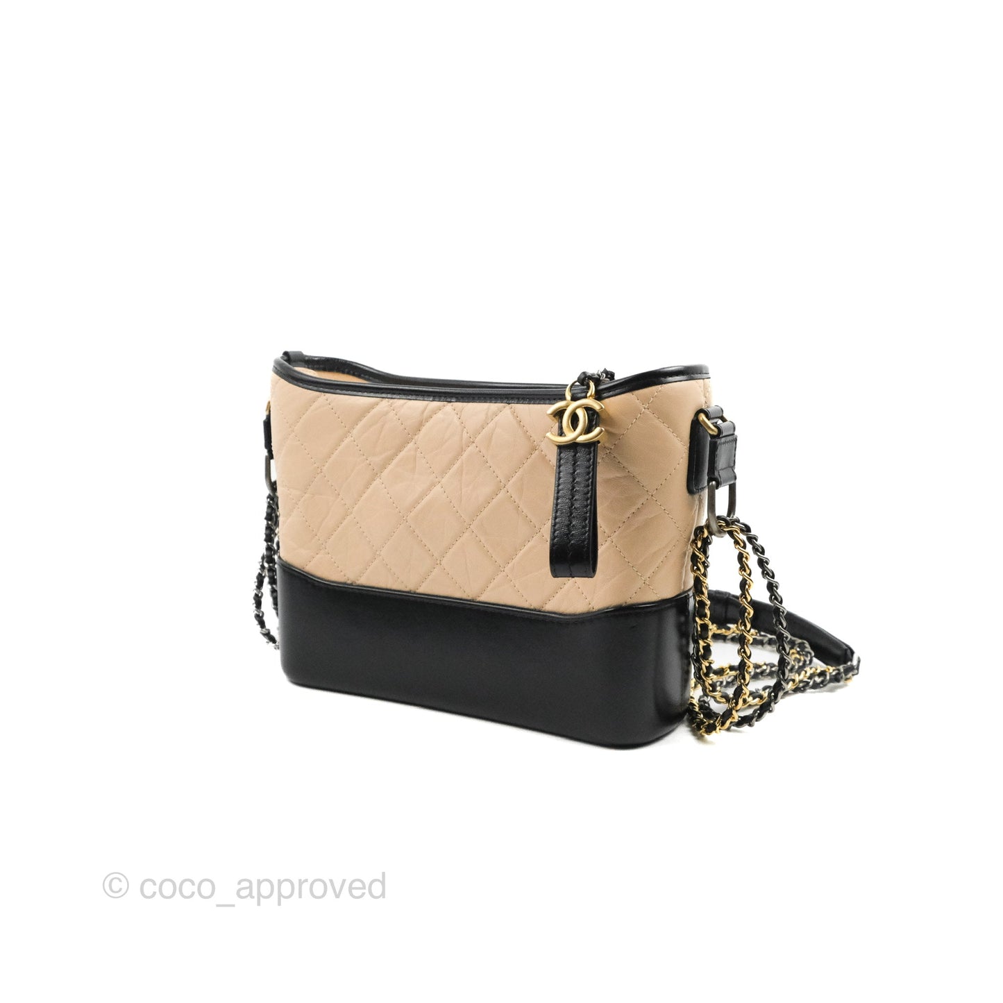 Chanel New Medium Gabrielle Hobo Beige/Black Aged Calfskin