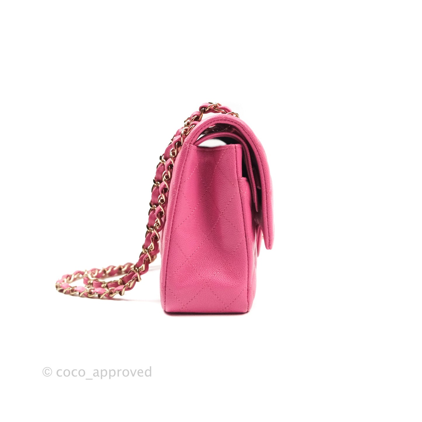 Chanel Classic M/L Medium Double Flap Bag Pink Caviar Gold Hardware 19C