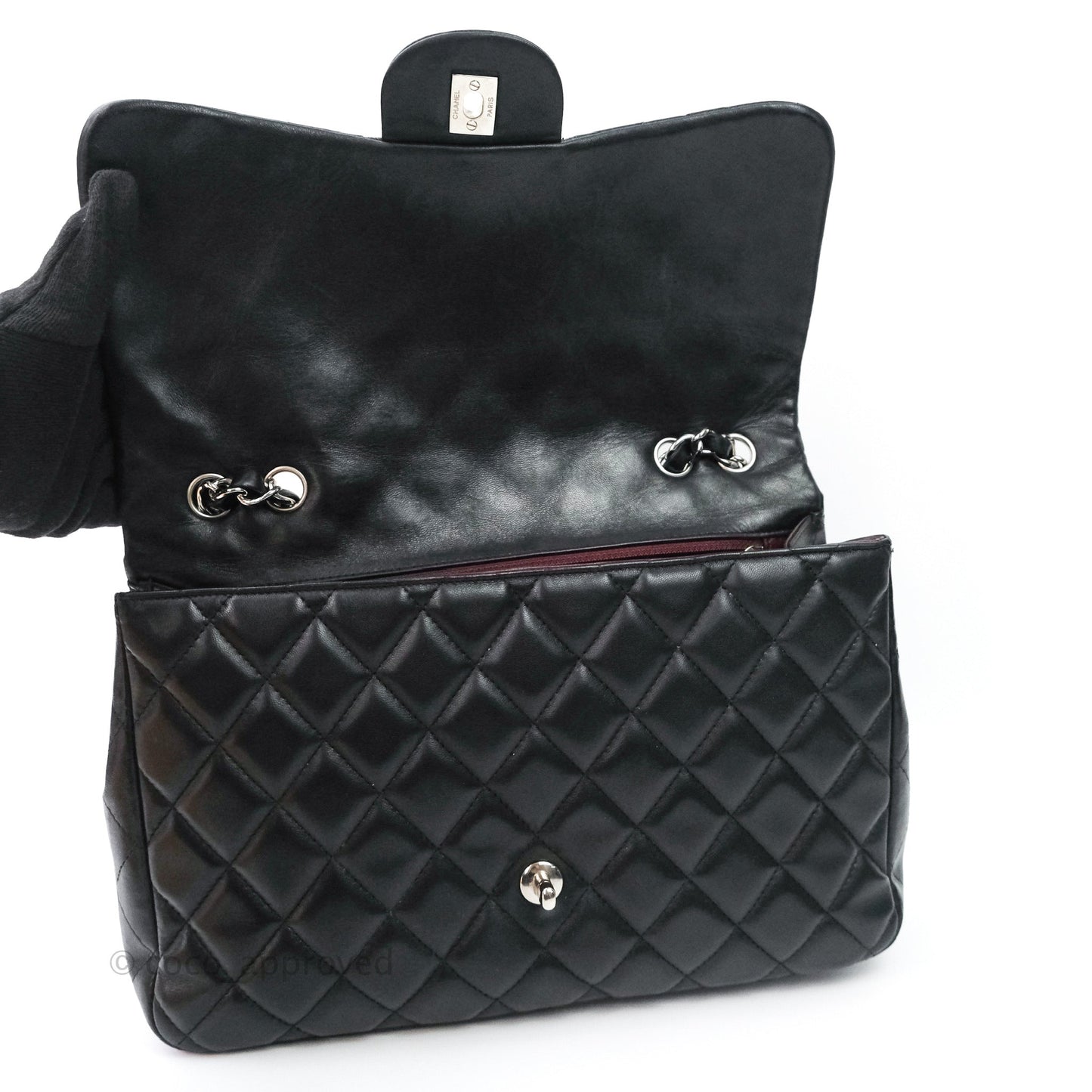 Chanel Jumbo Single Flap Black Lambskin Silver Hardware⁣⁣