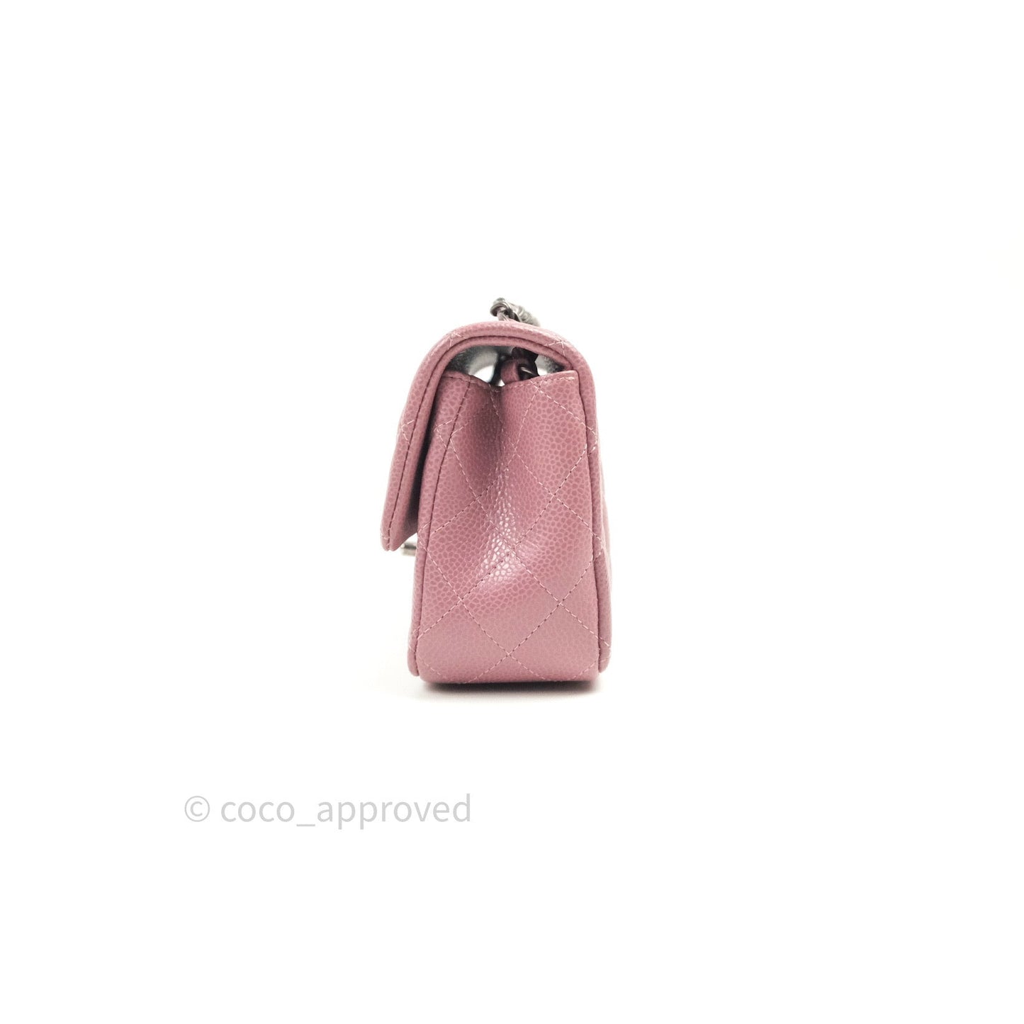 Chanel Quilted Mini Rectangular Mauve Pink Caviar Ruthenium Hardware