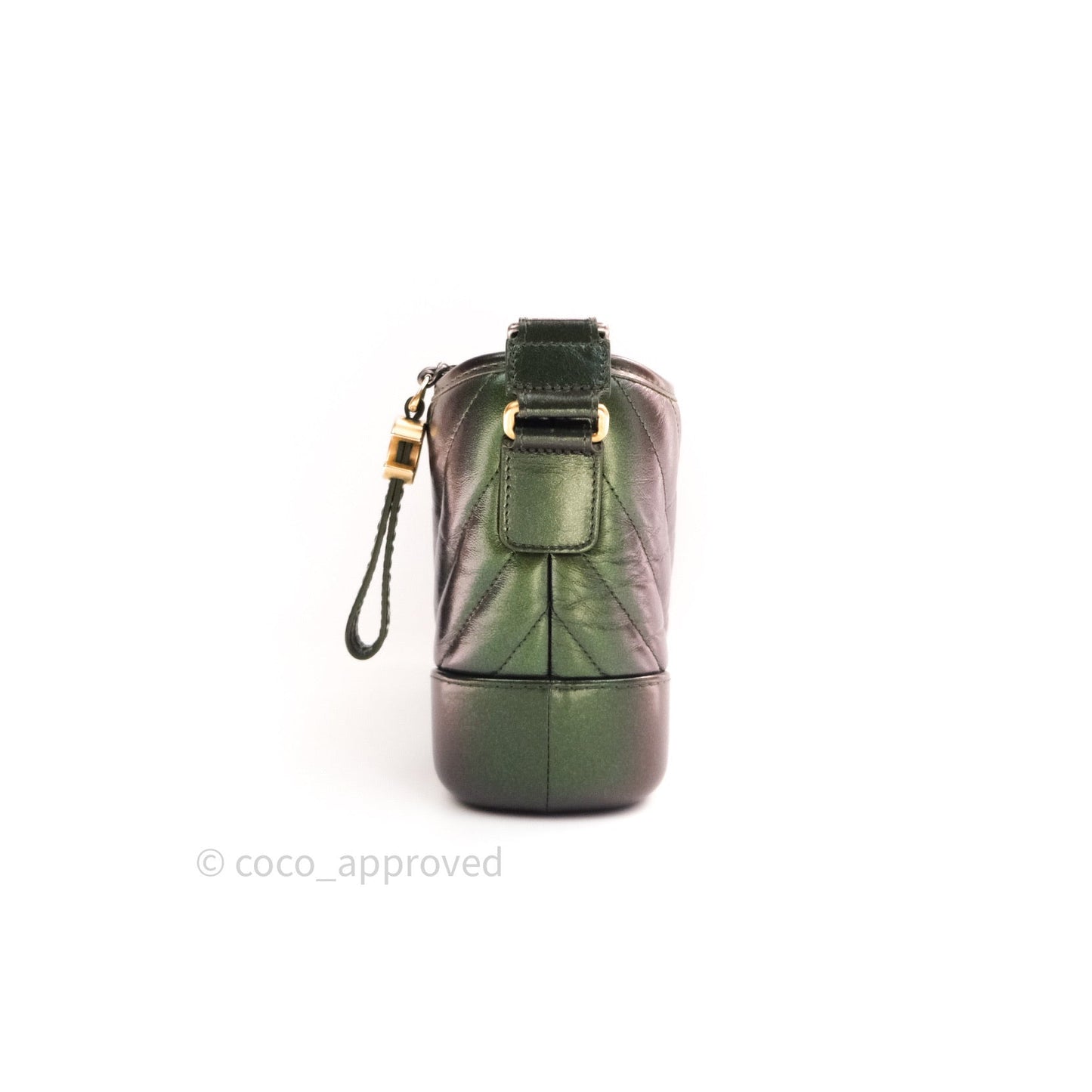 Chanel Calfskin Chevron Small Gabrielle Hobo Iridescent Green Mixed Hardware