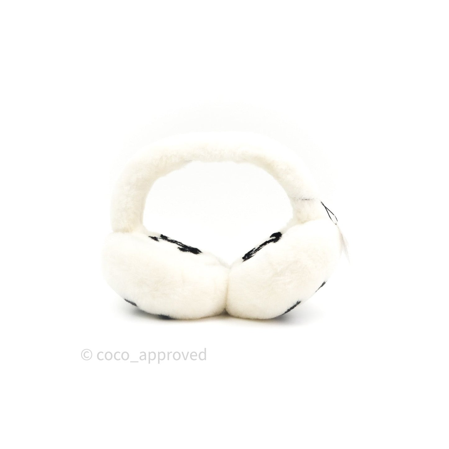 Chanel Shearling Cashmere Ivory Black Earmuffs