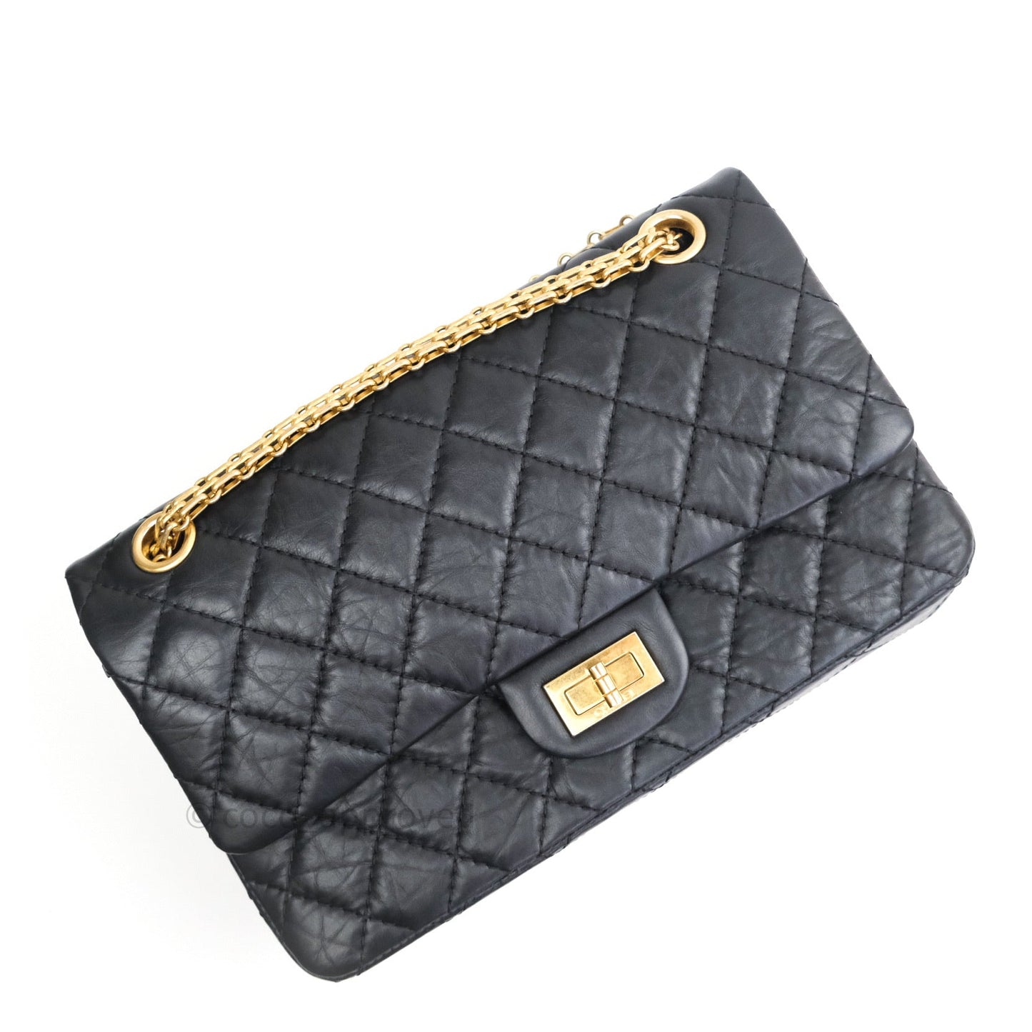 Chanel 2.55 Reissue Aged Calfskin 225 Flap Black Gold Hardware