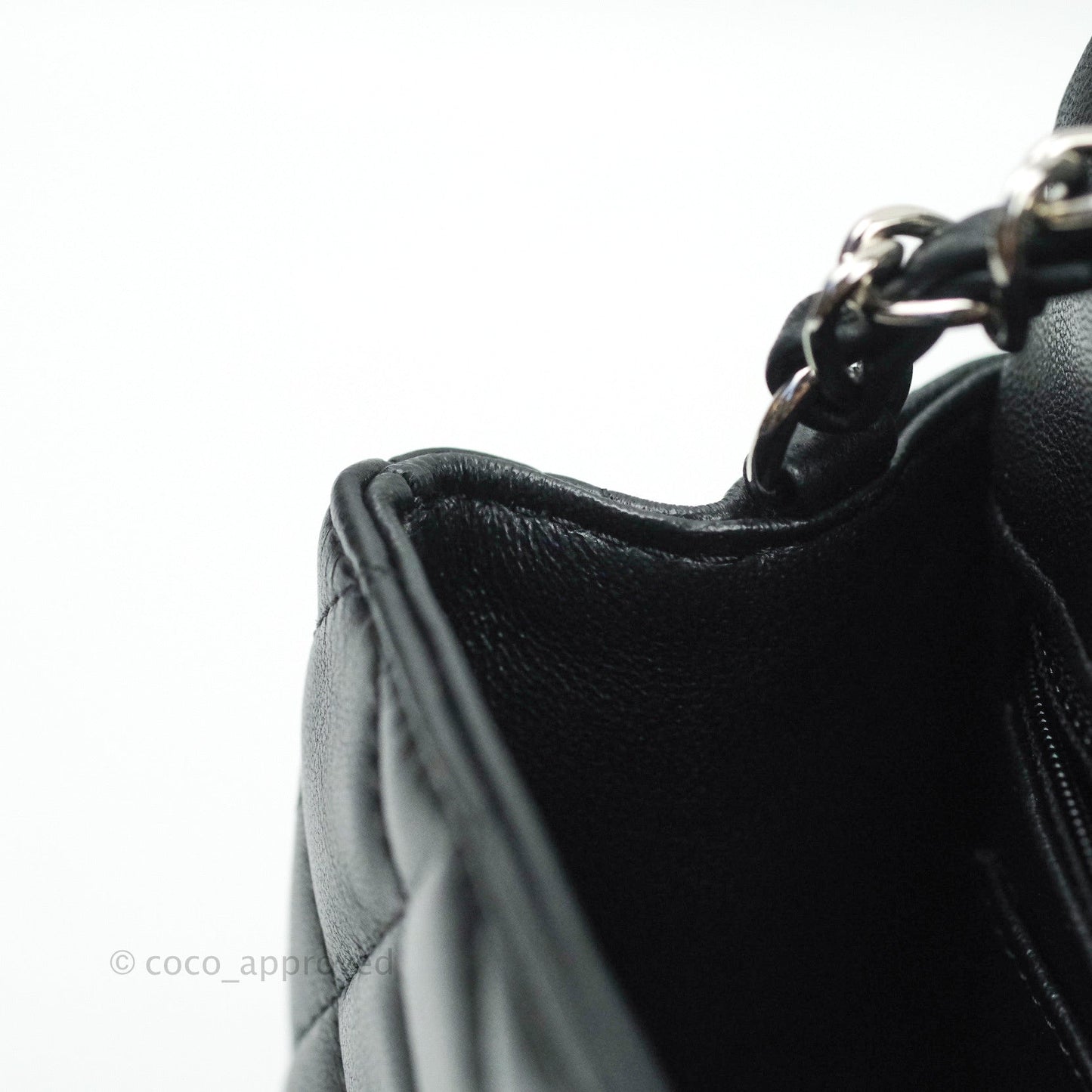 Chanel Quilted Mini Rectangular Black Lambskin Silver Hardware
