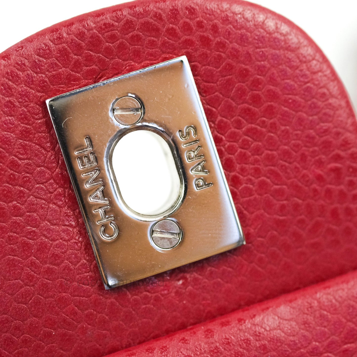 Chanel Quilted Mini Rectangular Red Caviar Silver Hardware