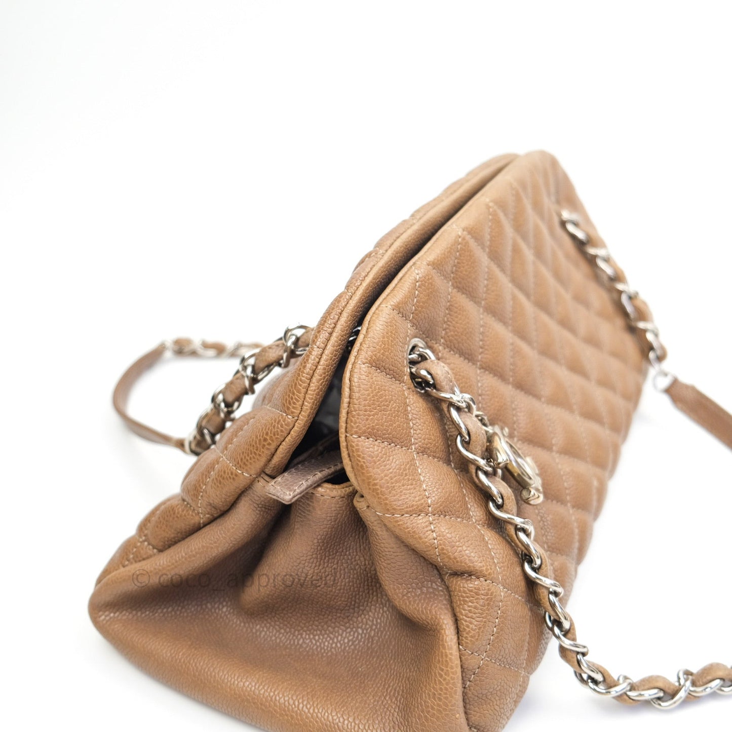 Chanel Mademoiselle Bowling Medium Light Brown Caviar Leather Silver Hardware