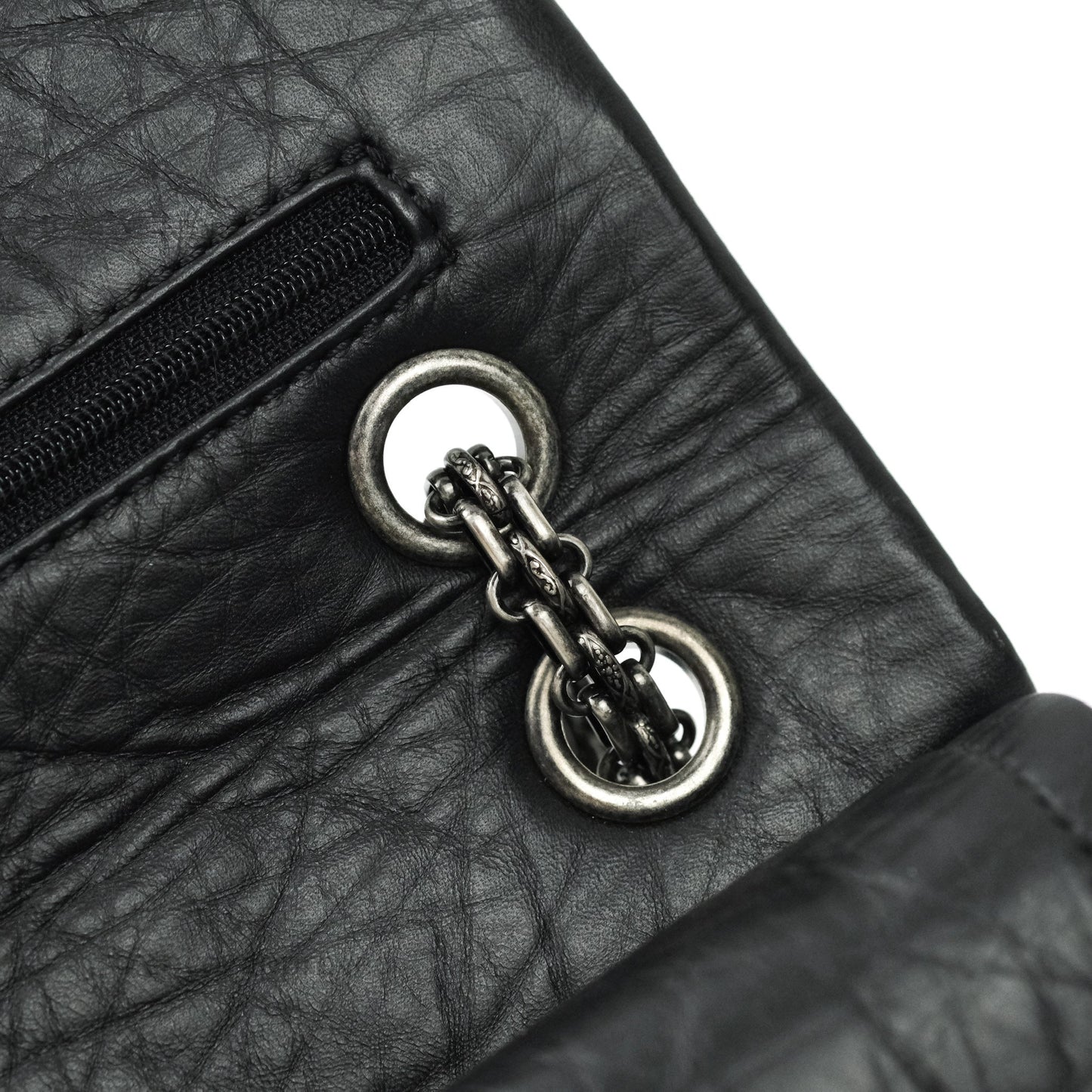 Chanel 2.55 Quilted Reissue 226 Black Aged Calfskin Ruthenium Hardware