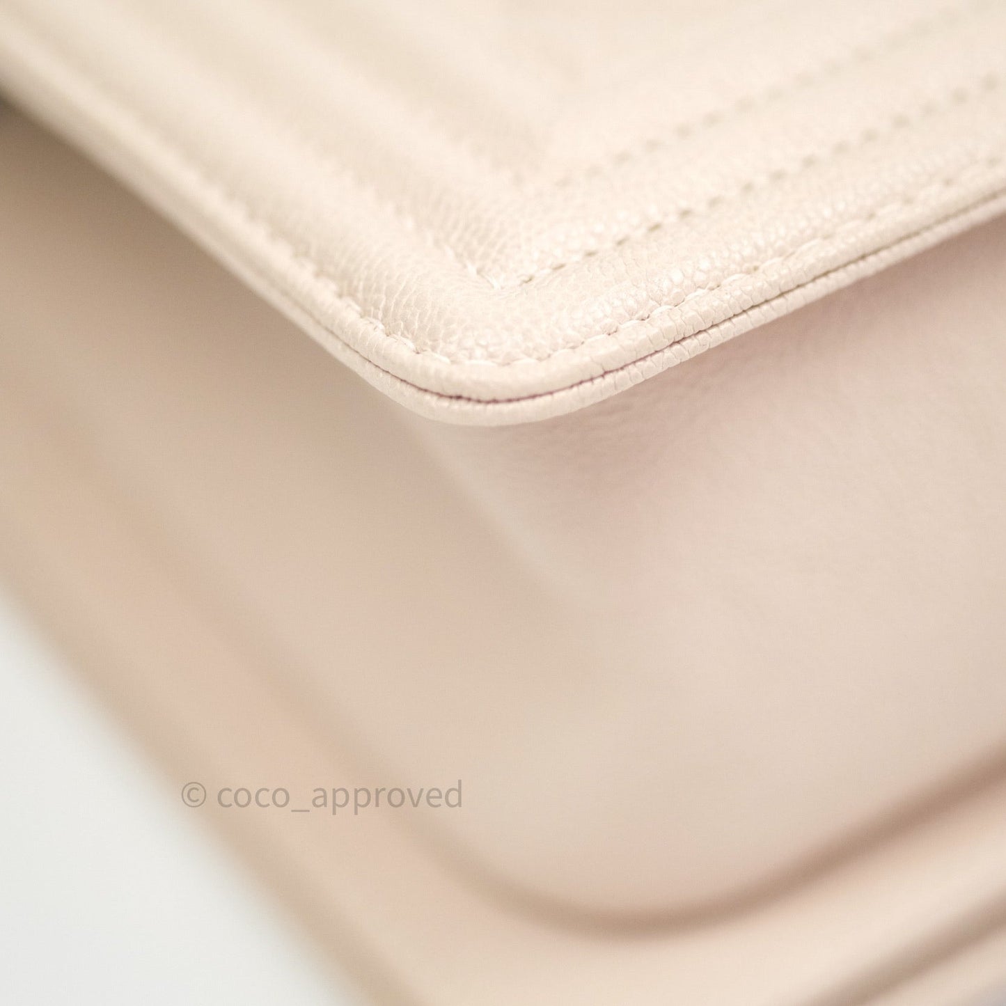 Chanel Quilted Medium Caviar Boy Flap Light Beige Light Gold Hardware