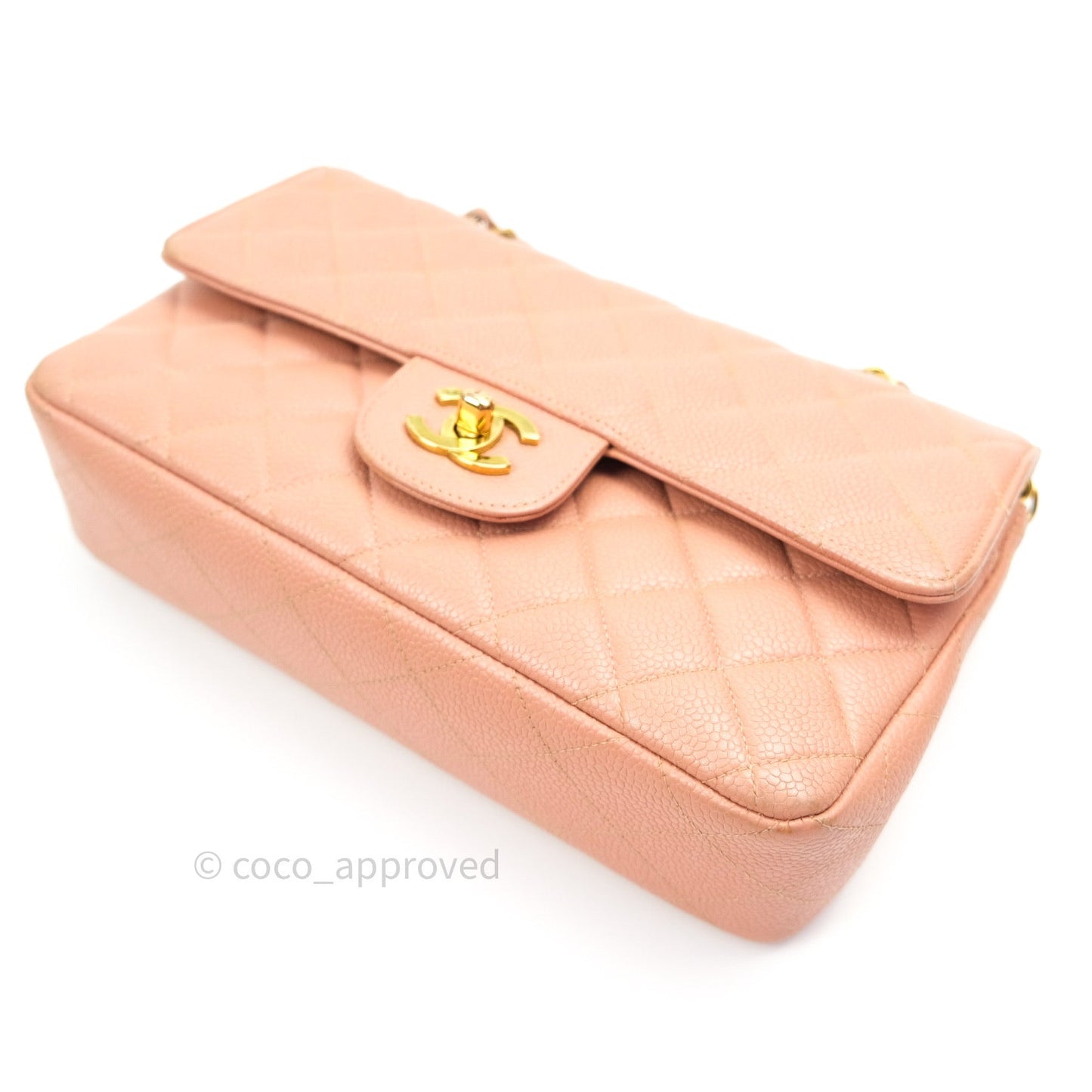 Chanel Vintage Classic Double Flap S/M Small Peach Beige 24K Gold Hardware