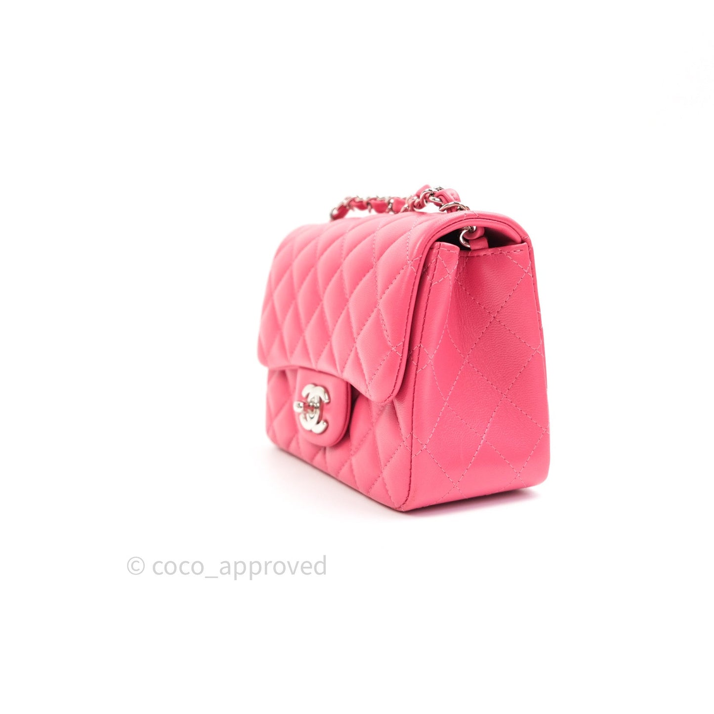 Chanel Mini Square Pink Lambskin Silver Hardware