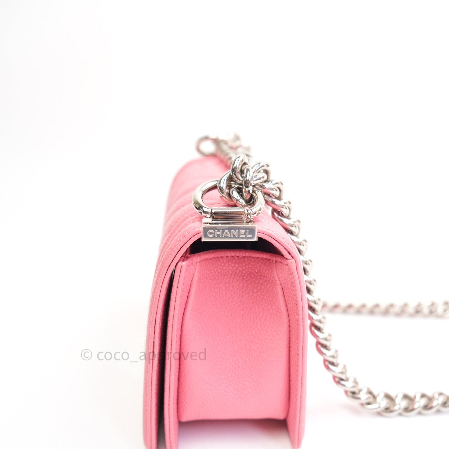 Chanel Small Boy Quilted Pink Caviar Silver Hardware