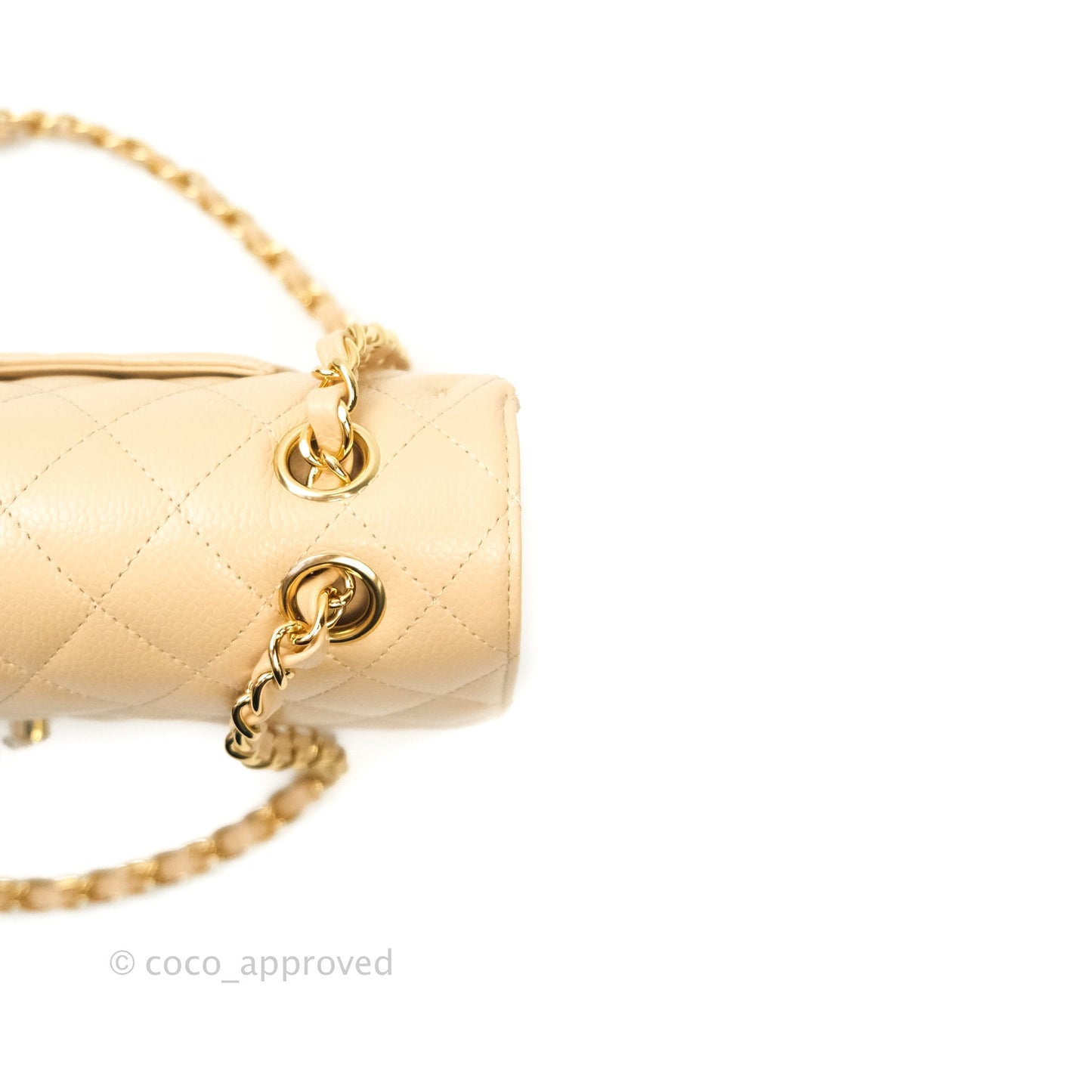Chanel Classic M/L Medium Double Flap Bag Beige Caviar Gold Hardware