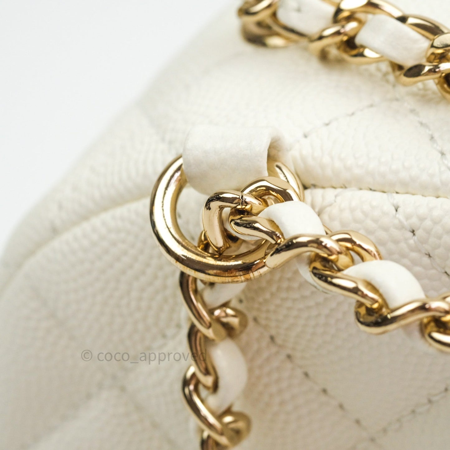 Chanel Quilted Small CC Day Backpack Ivory Caviar Light Gold Hardware