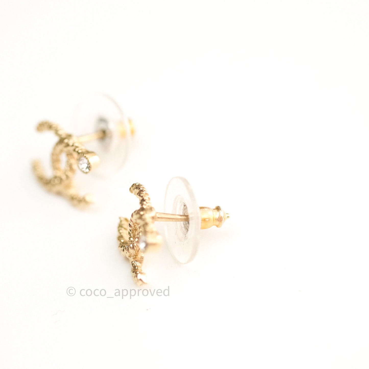 Chanel CC Earrings Gold Tone