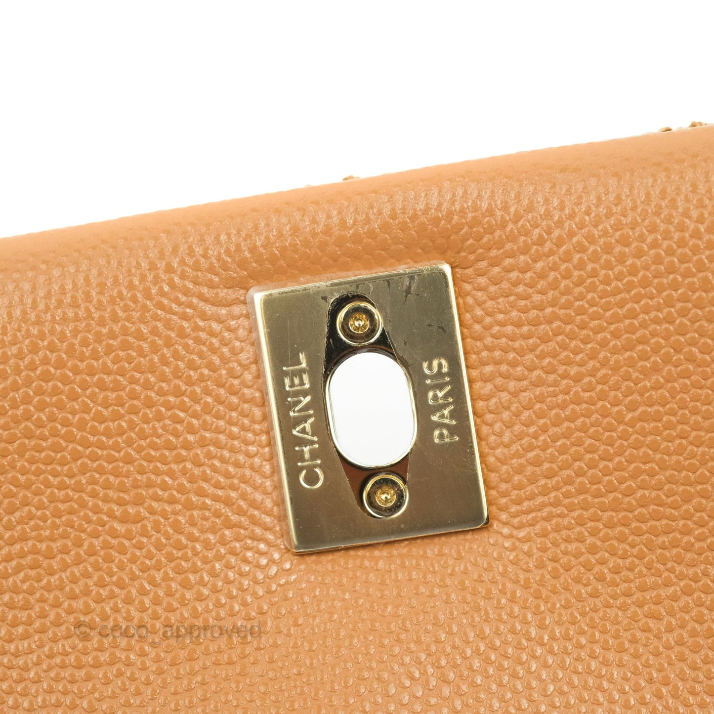 Chanel Mini (Small) Coco Handle Quilted Dark Beige Caramel Caviar Gold Hardware Lizard Embossed Handle 21P