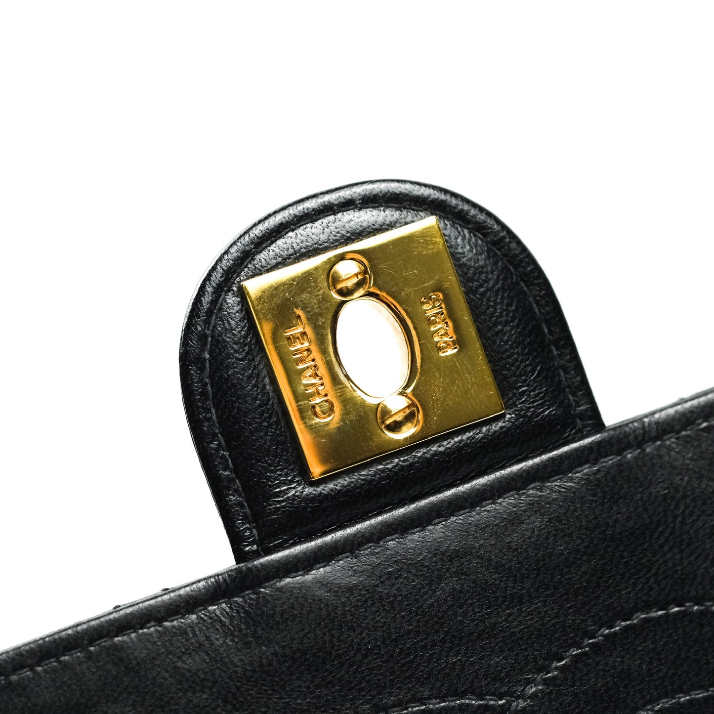 Chanel Vintage Single Flap Black Lambskin Gold Hardware