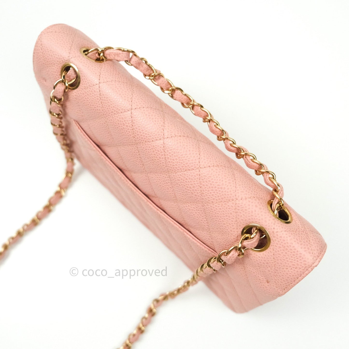 Chanel Classic M/L Medium Double Flap Bag Pink Caviar 24K Gold Hardware