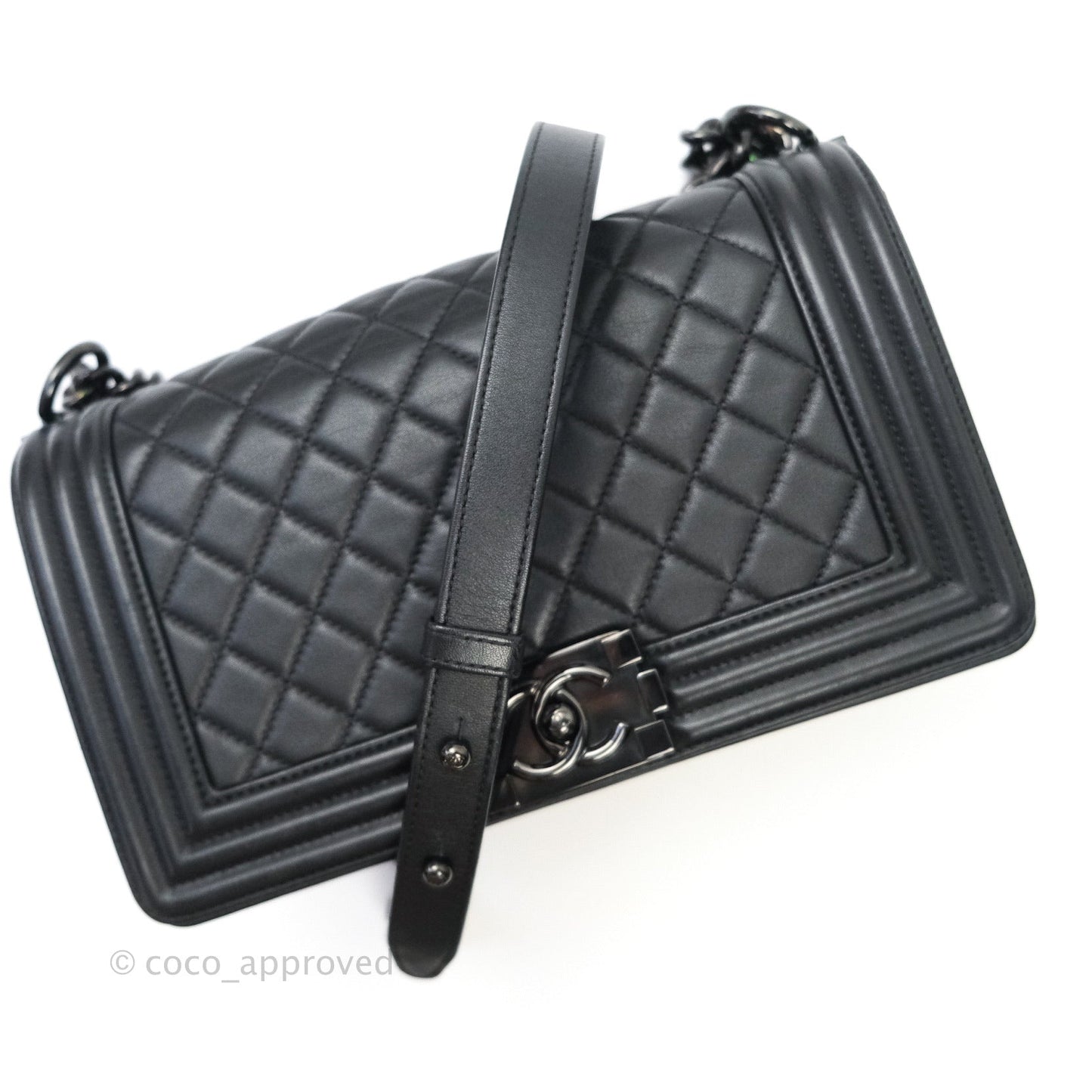 Chanel Quilted Medium Calfskin Boy Flap So Black Hardware