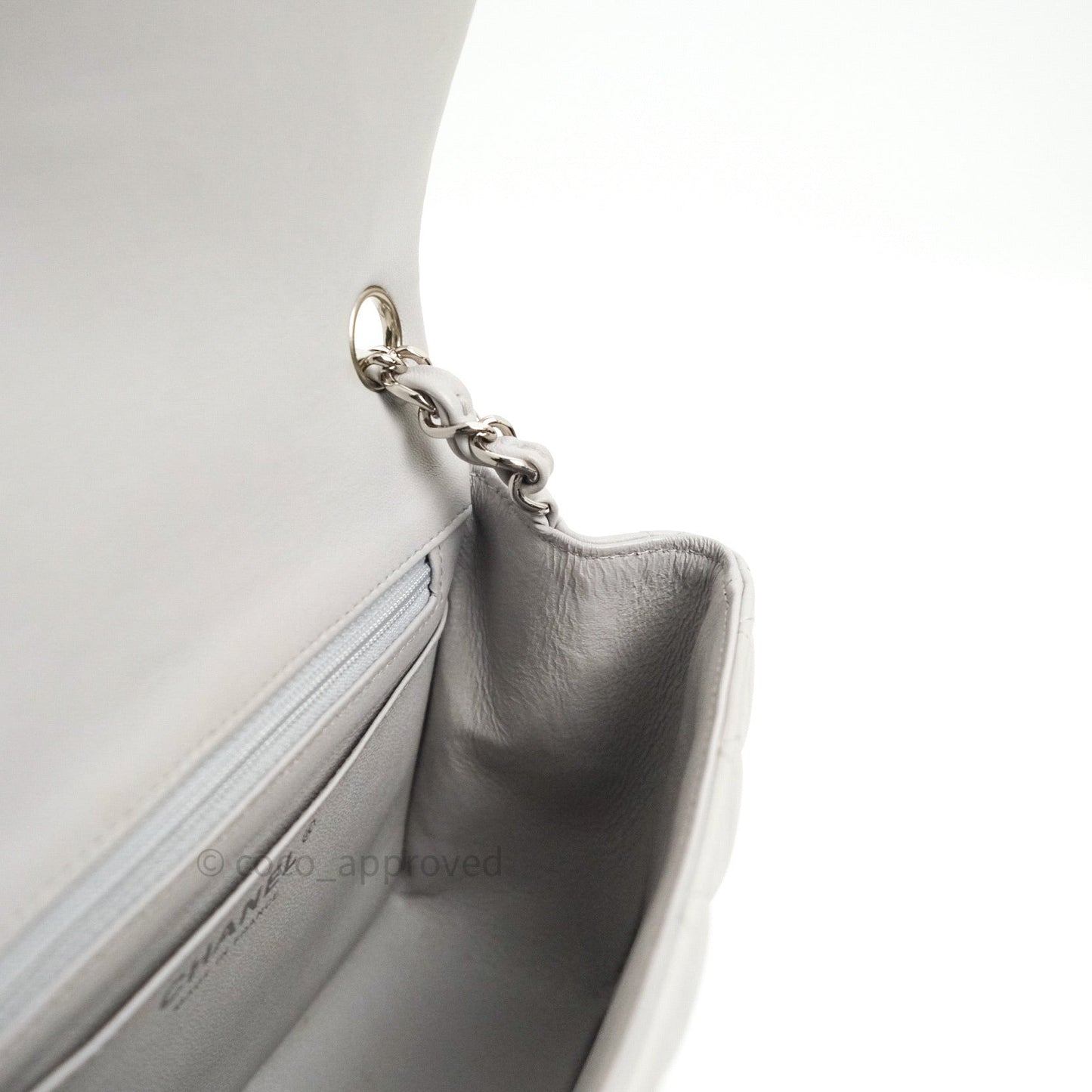 Chanel Mini Square Grey Lambskin Silver Hardware 19B