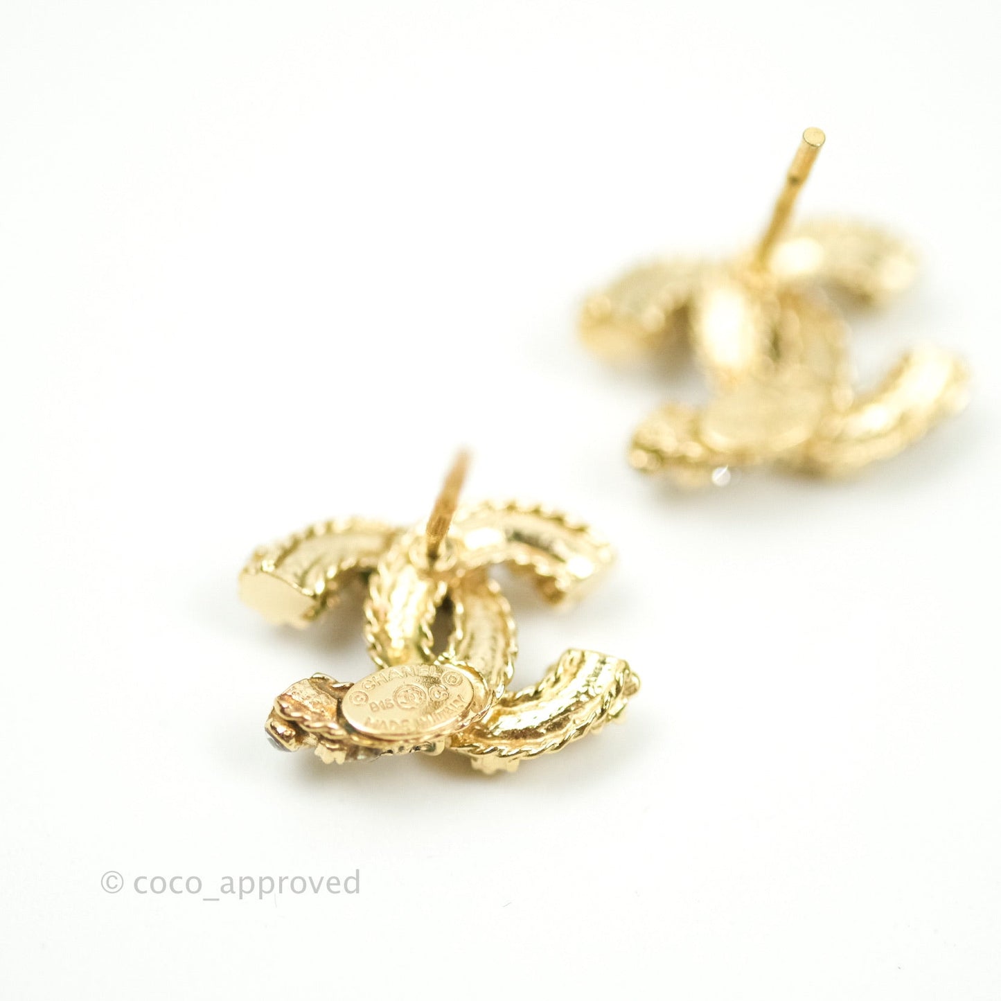 Chanel CC Earrings Gold Tone
