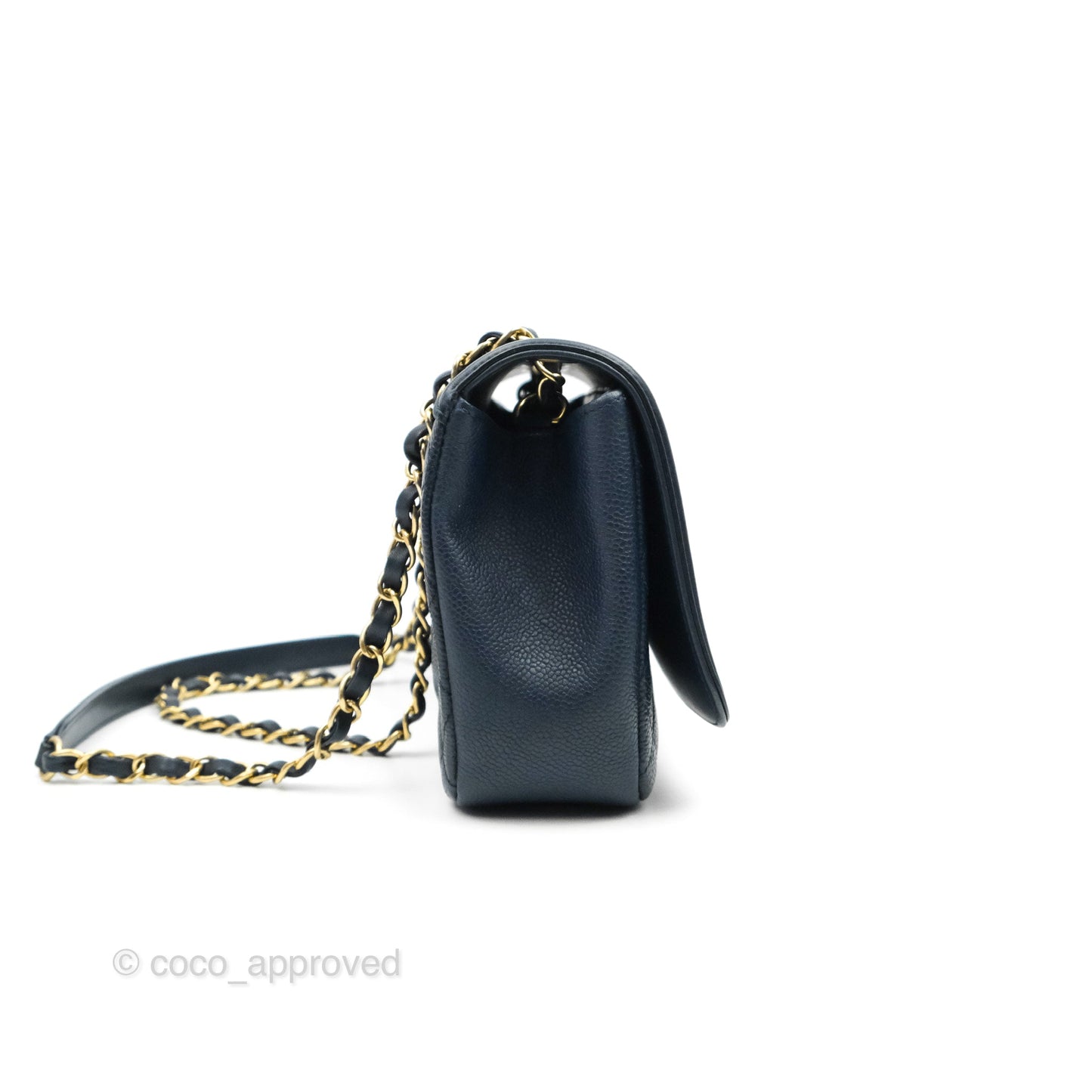 Chanel Quilted Medium CC Filigree Flap Navy Caviar Aged Gold Hardware