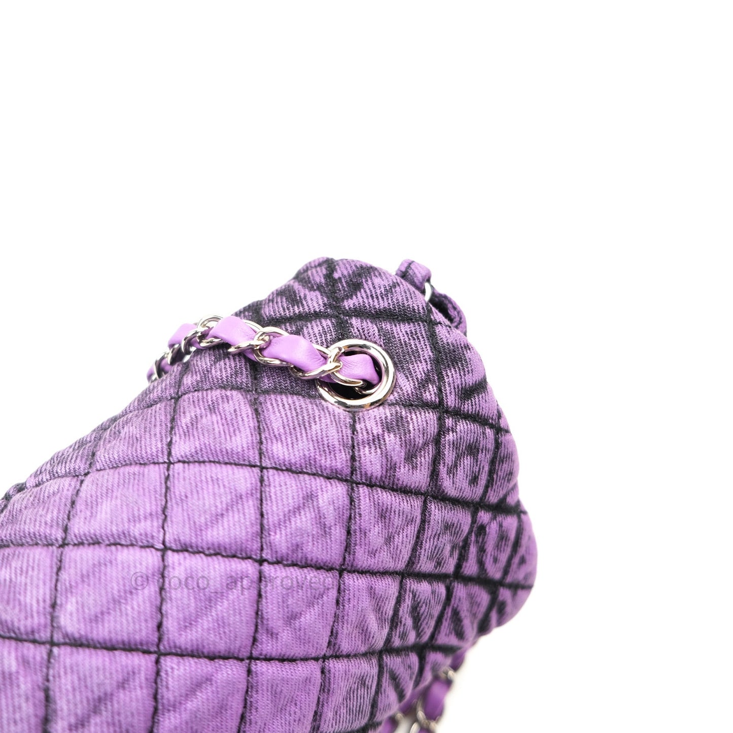 Chanel Denim Quilted Small Flap Purple Black