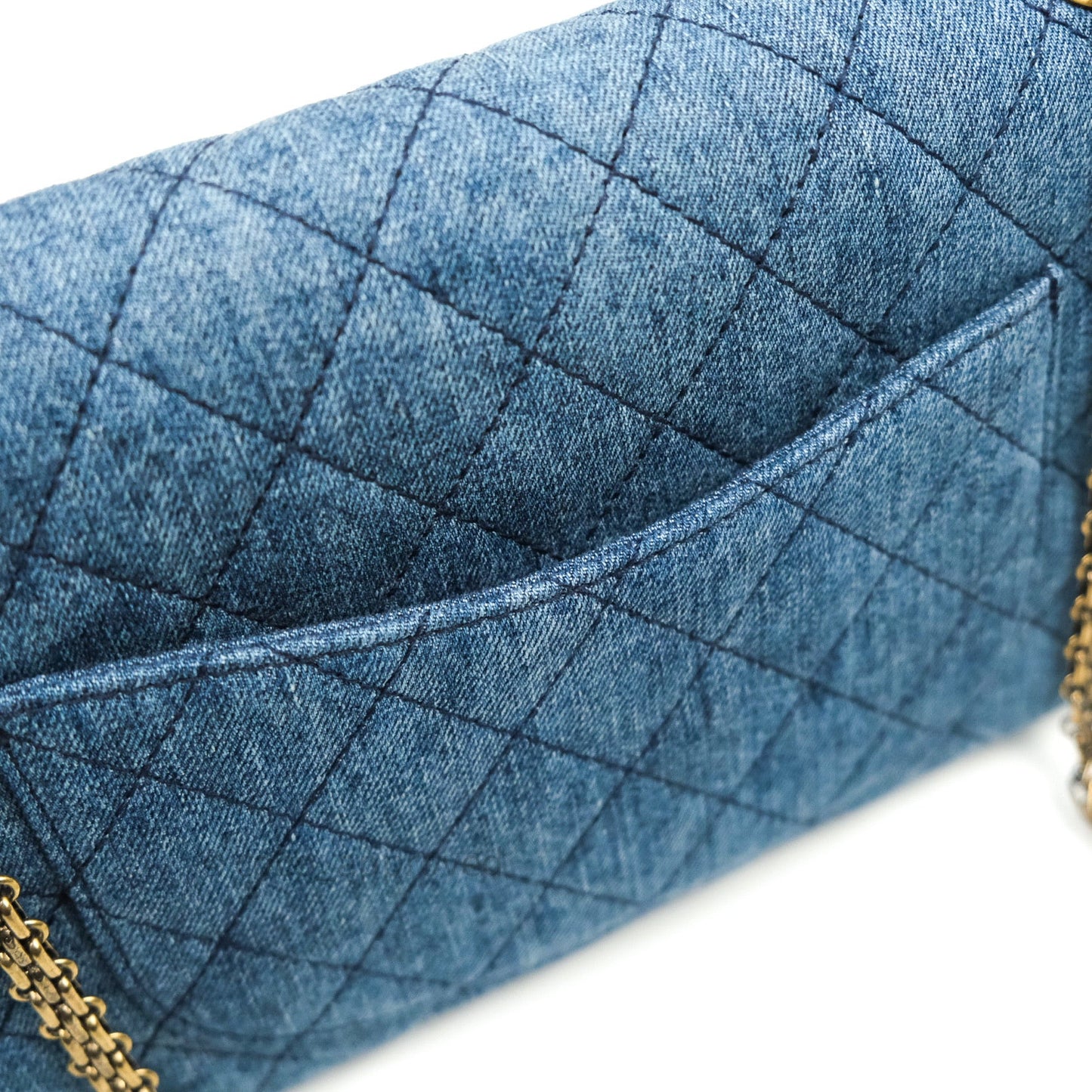 Chanel Reissue Quilted Denim Dark Blue Gold Hardware 226