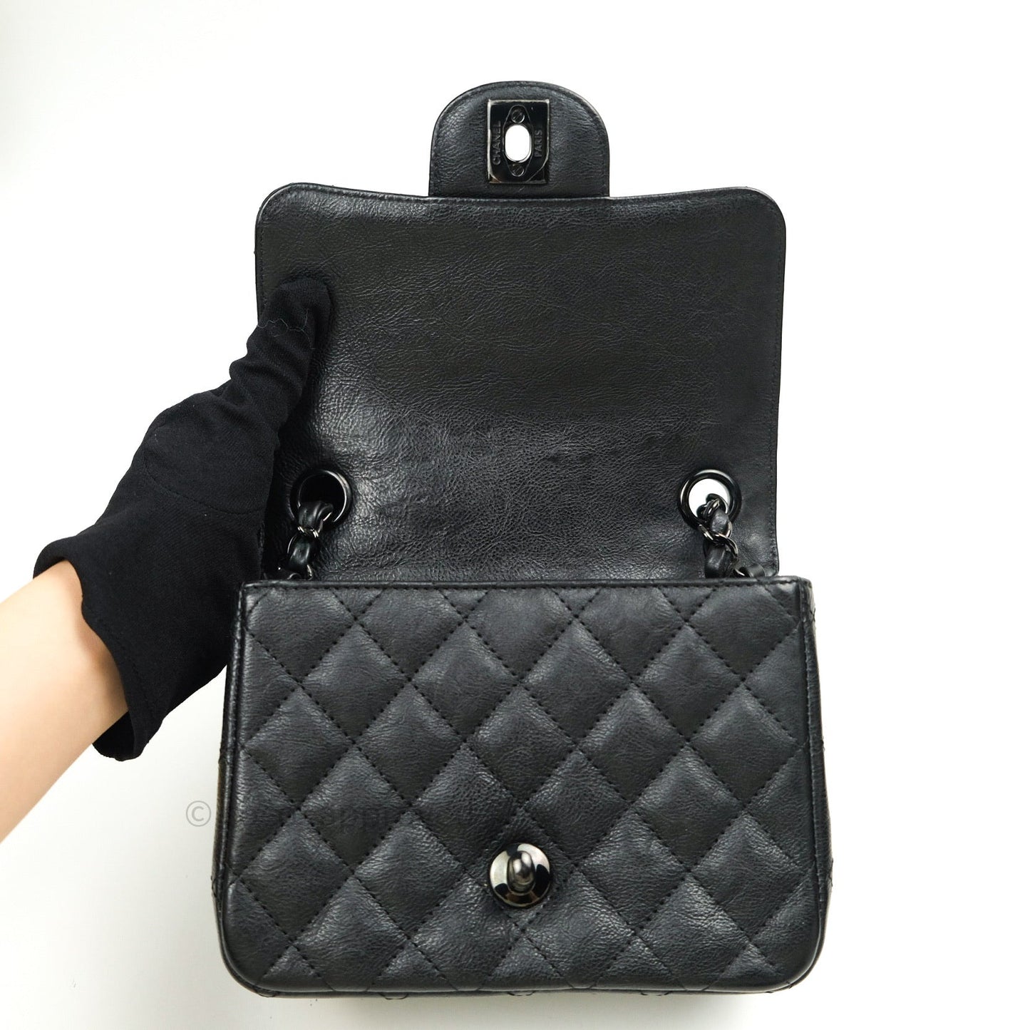 Chanel Quilted Mini Square Flap So Black Crumpled Calfskin