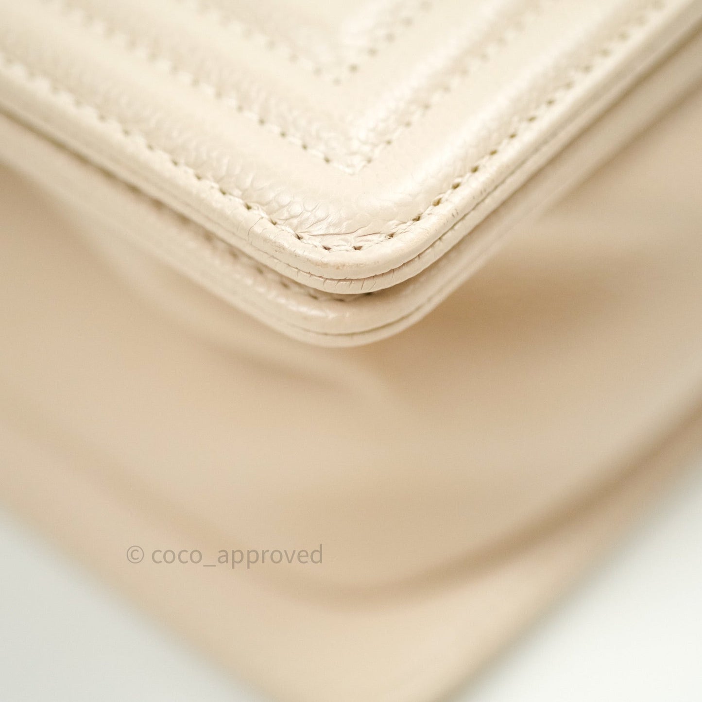 Chanel Boy Chevron Medium Beige Caviar Gold Hardware