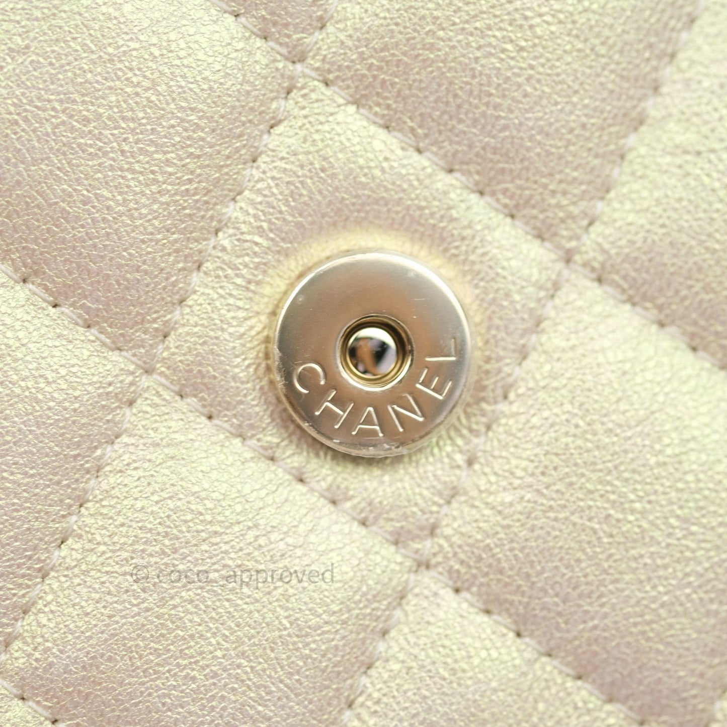 Chanel Quilted Mini Wallet on Chain WOC Iridescent Ivory Gold Hardware 20A