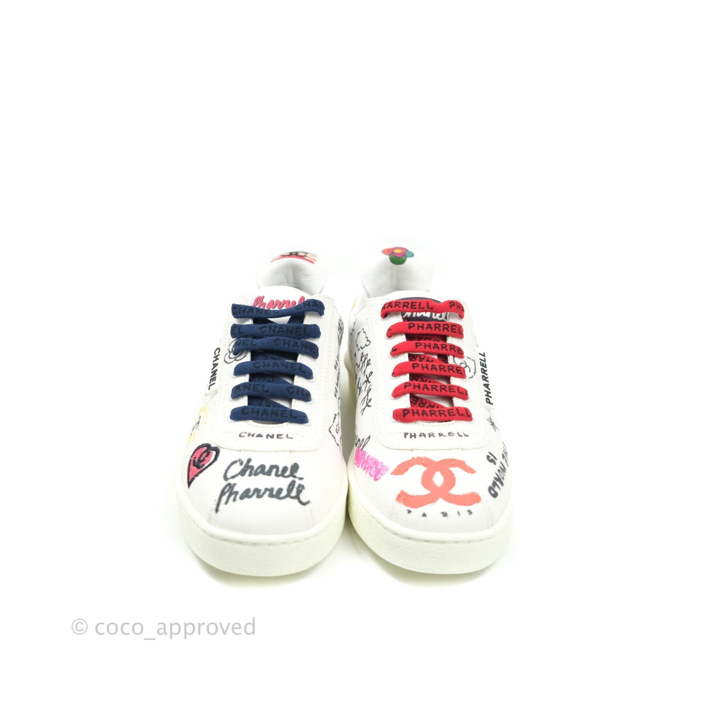 Chanel x Pharrell Williams Calfskin Womens Sneakers 38 White
