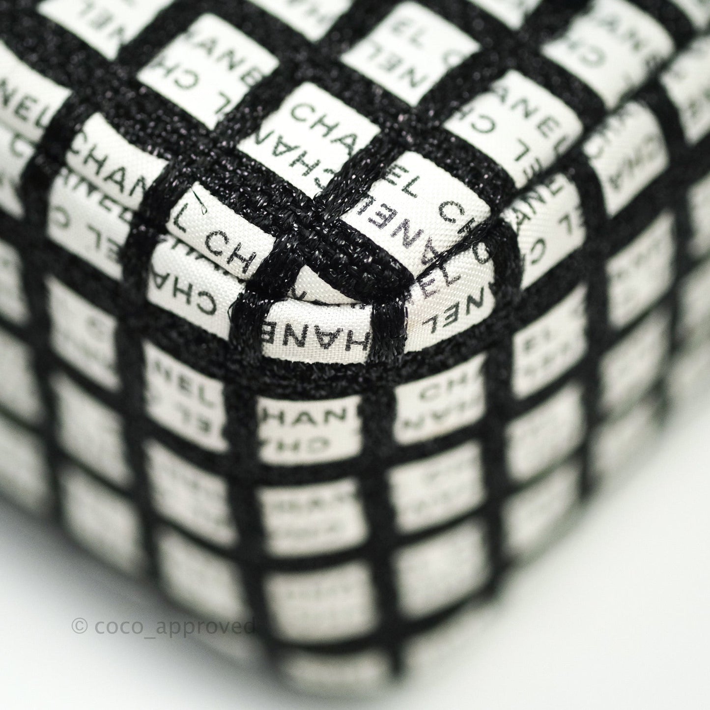 Chanel Quilted Mini Rectangular Black White Logo Silver Hardware