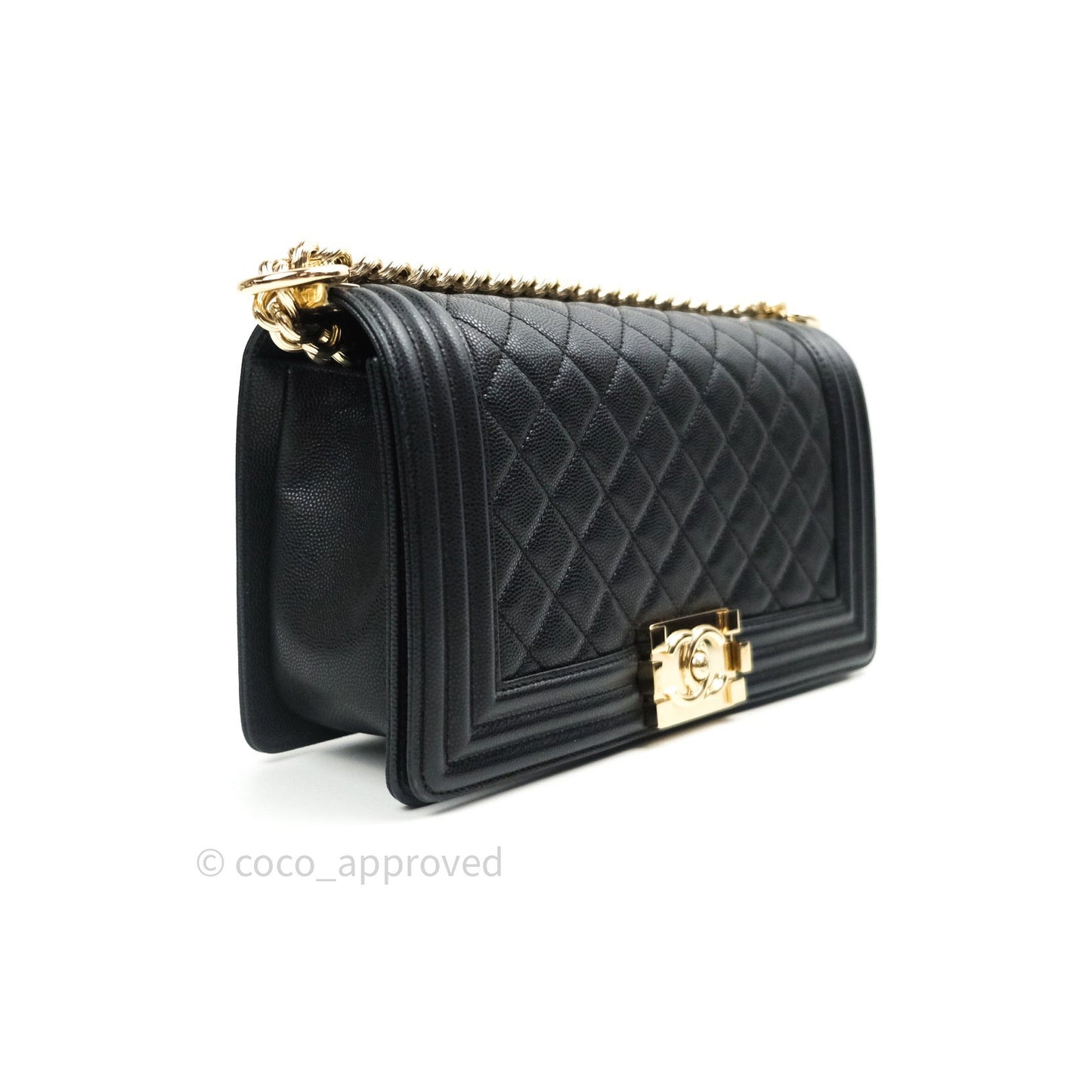Chanel Quilted Medium Boy Flap Black Caviar Gold Hardware