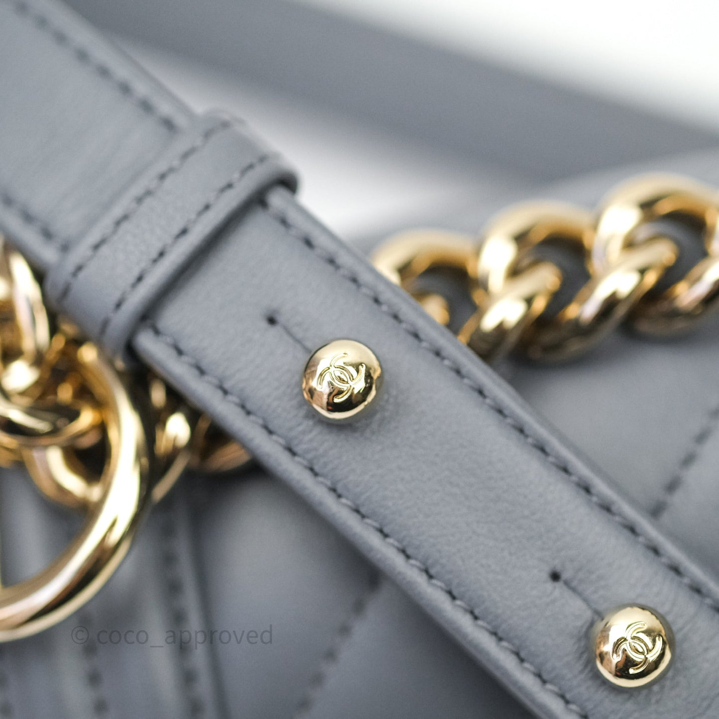 Chanel Small Boy Chevron Grey Calfskin Gold Hardware