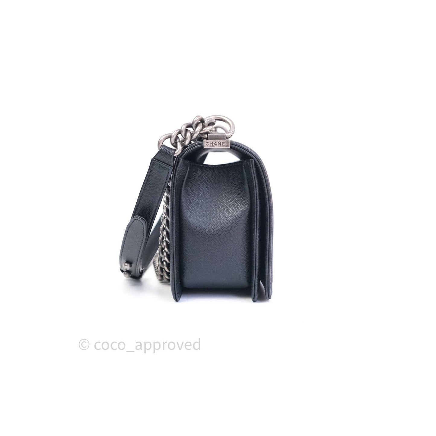 Chanel Boy Quilted Medium Black Caviar Ruthenium Hardware