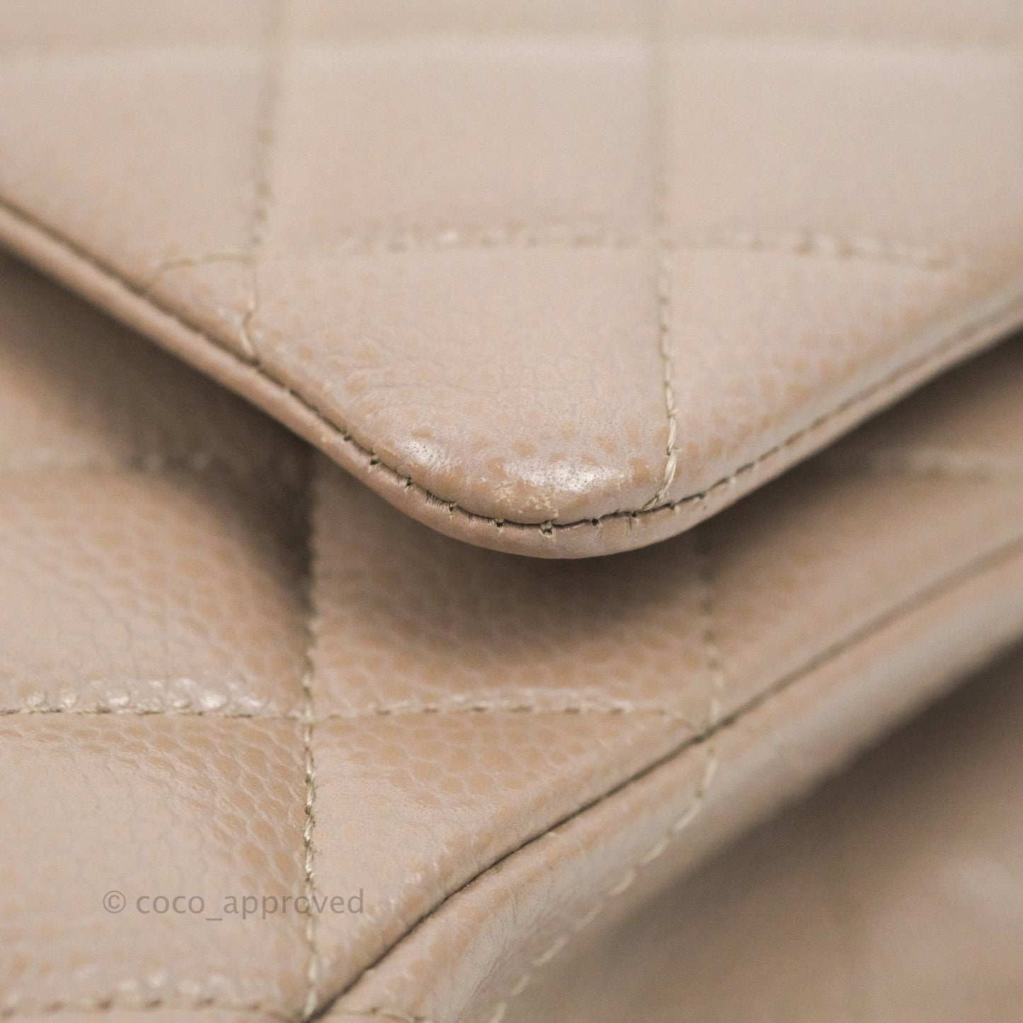 Chanel Classic M/L Medium Flap Quilted Taupe Grey Caviar Silver Hardware
