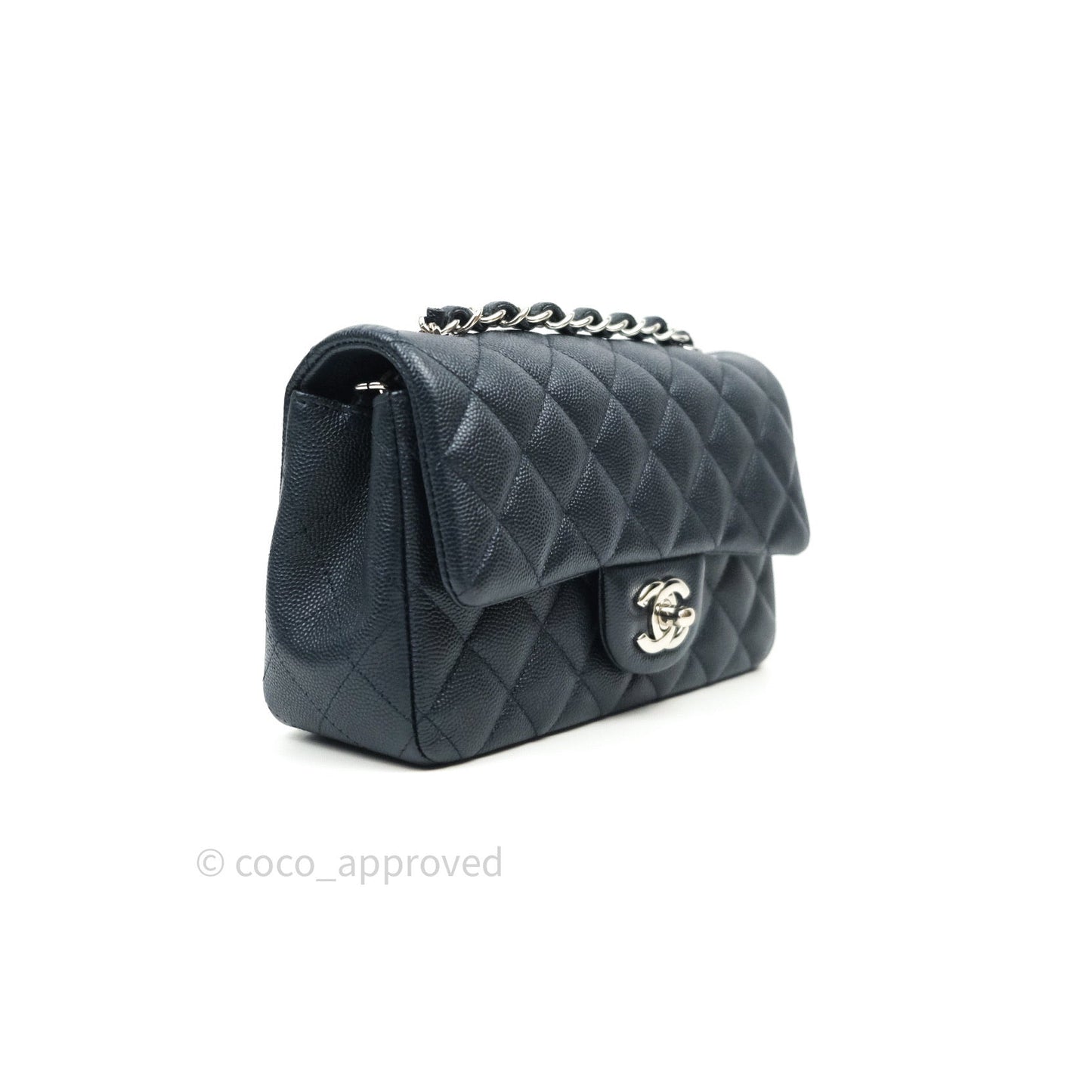Chanel Quilted Mini Rectangular Navy Caviar Silver Hardware