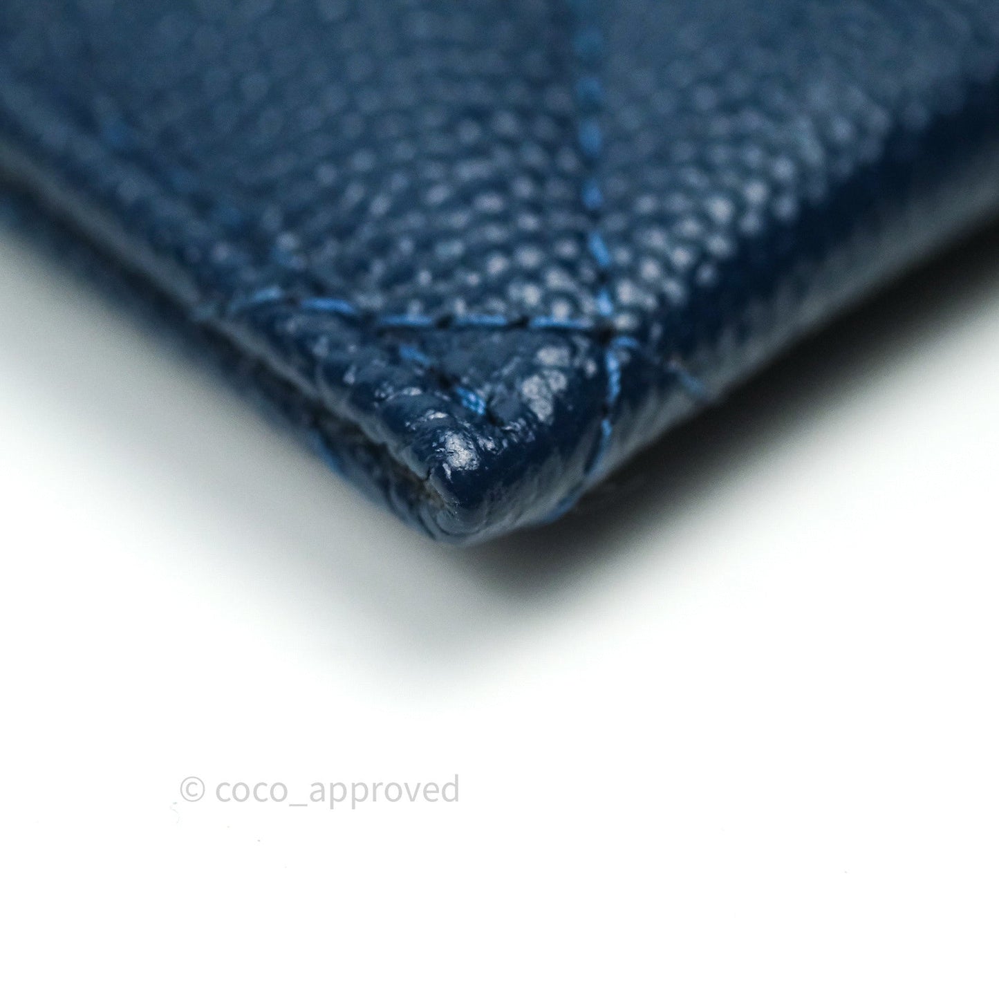 Chanel Quilted Classic Navy Caviar Gold Hardware Flat Card Holder
