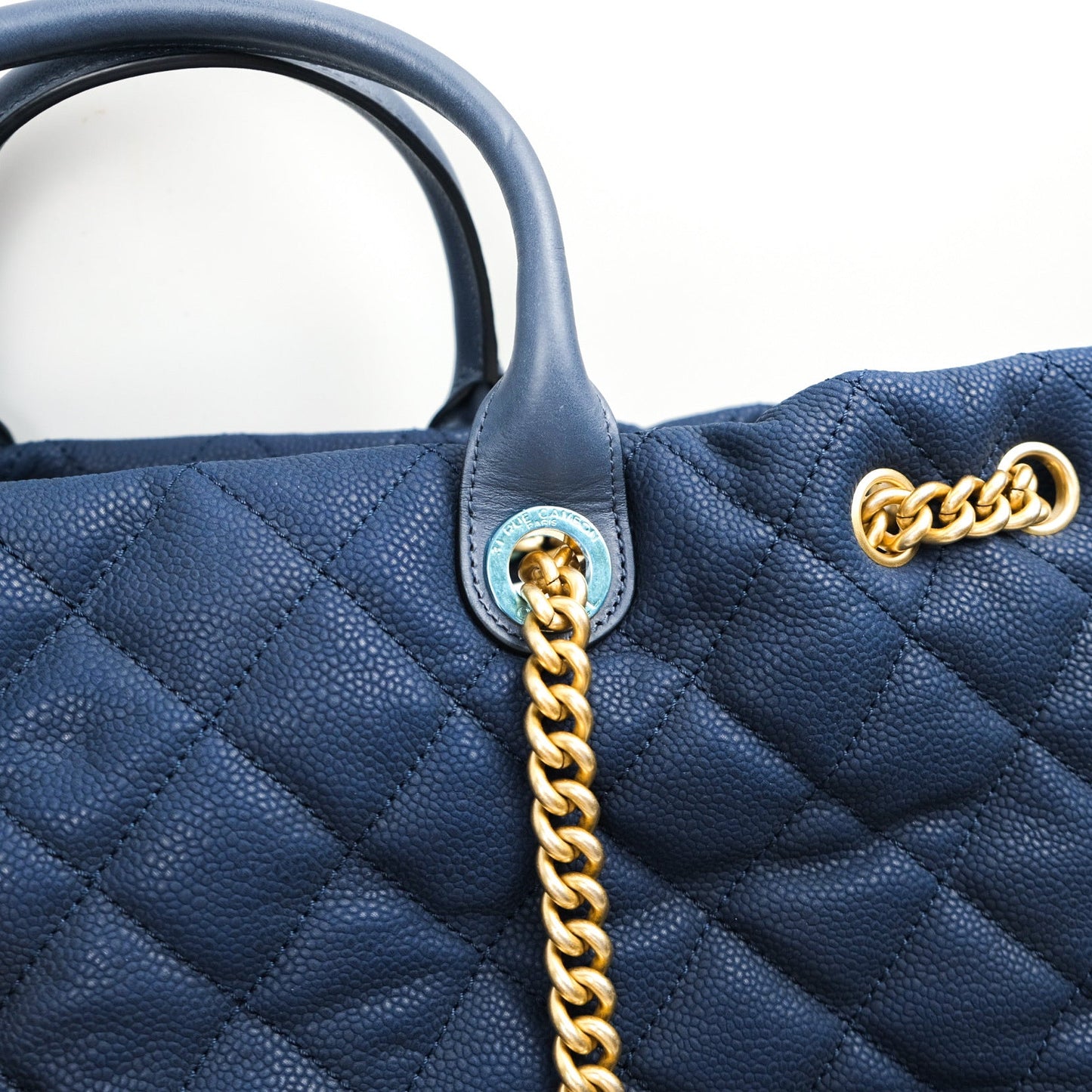 Chanel Iridescent Caviar Quilted Globe Trotter Shopping Tote Blue