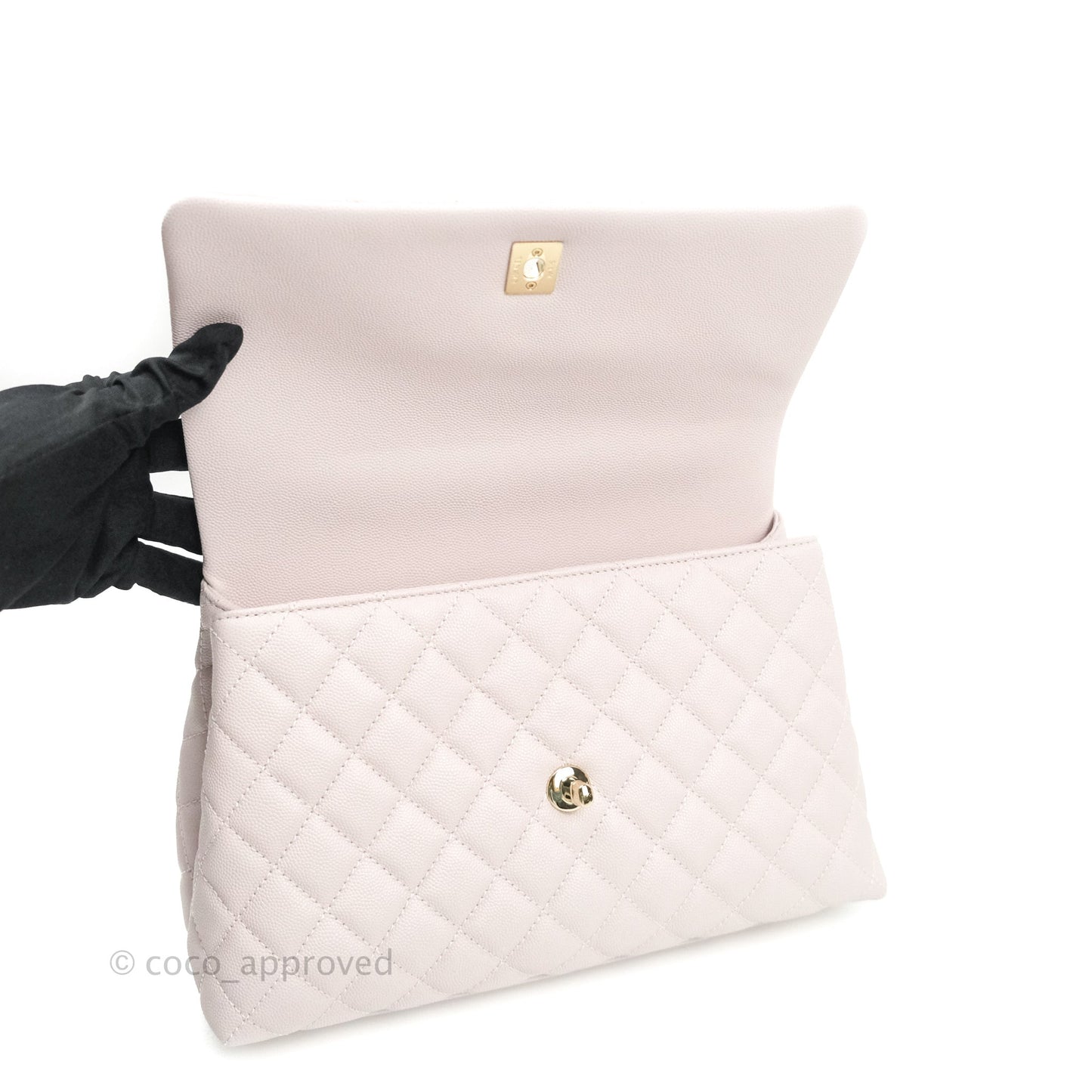 Chanel Small Coco Handle Quilted Lilac Caviar Gold Hardware