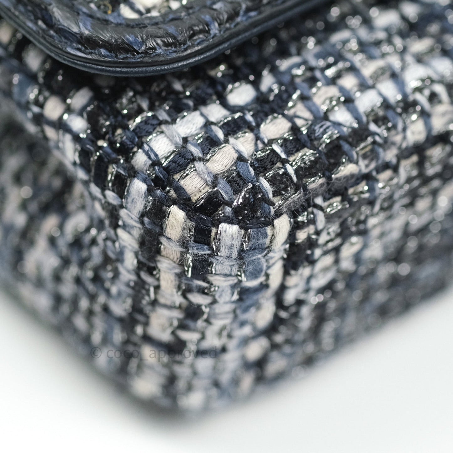 Chanel Quilted Small CC Filigree Flap Blue Tweed With Python 18S