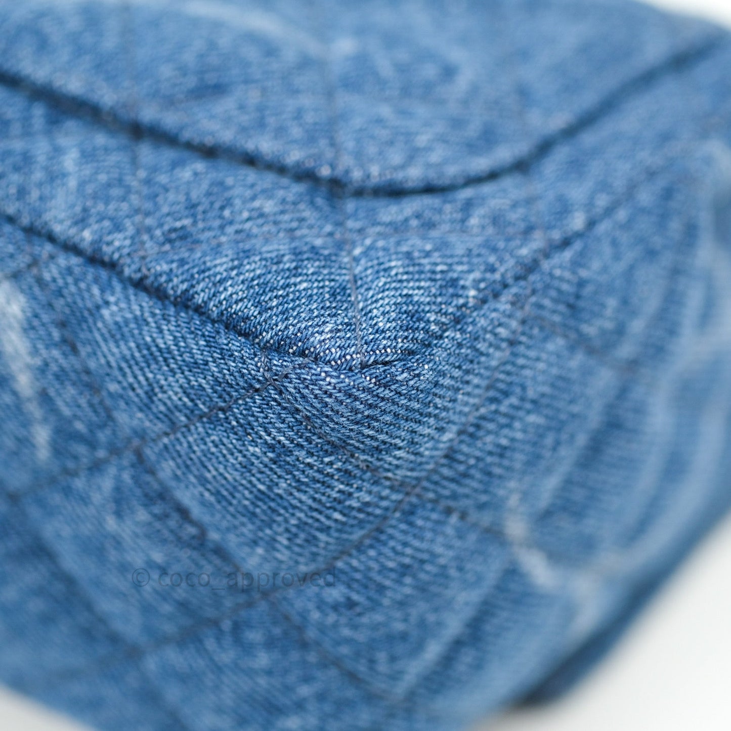 Chanel Mini Square Blue Denim Silver Hardware