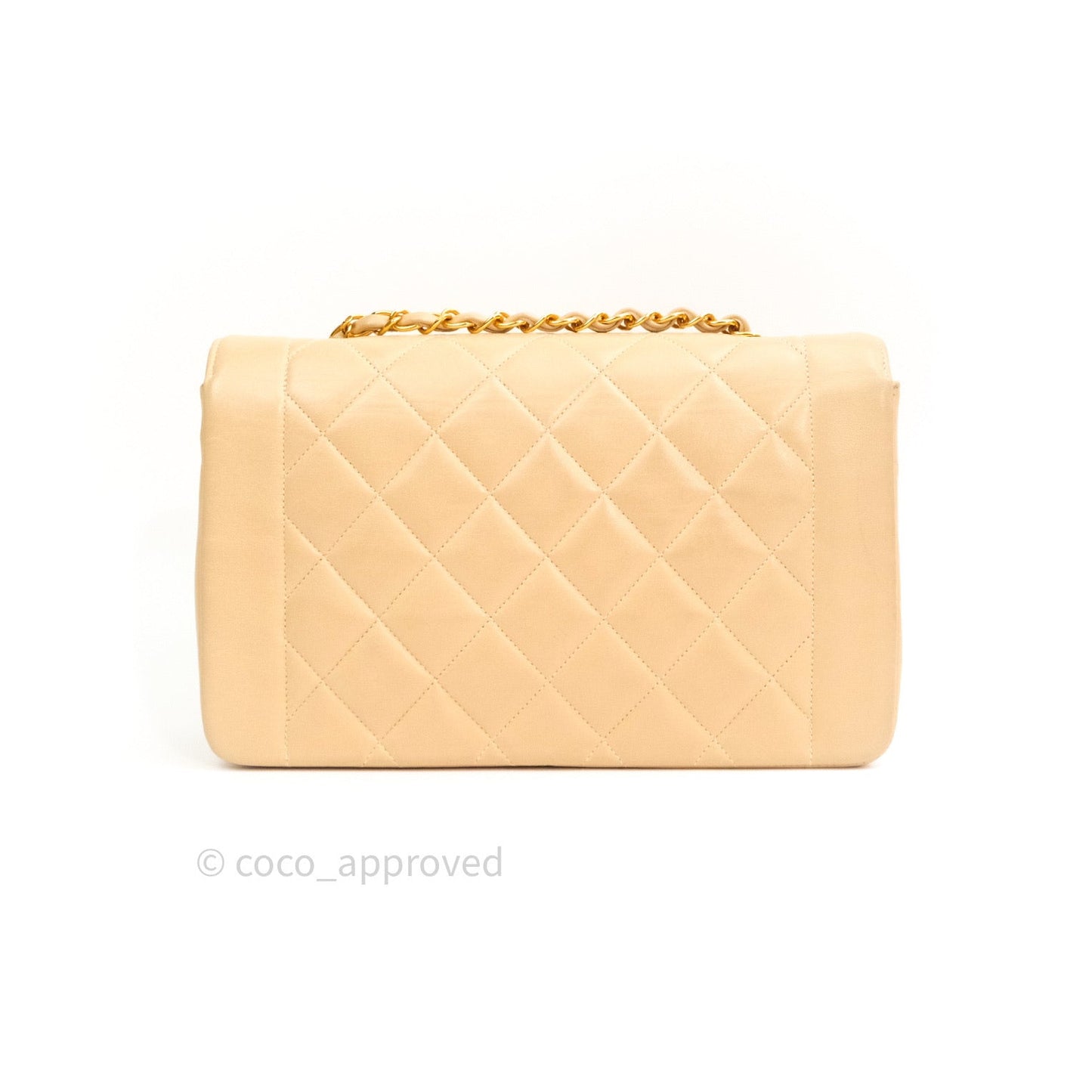 Chanel Diana Quilted Beige Lambskin Medium Vintage 24K Gold Hardware