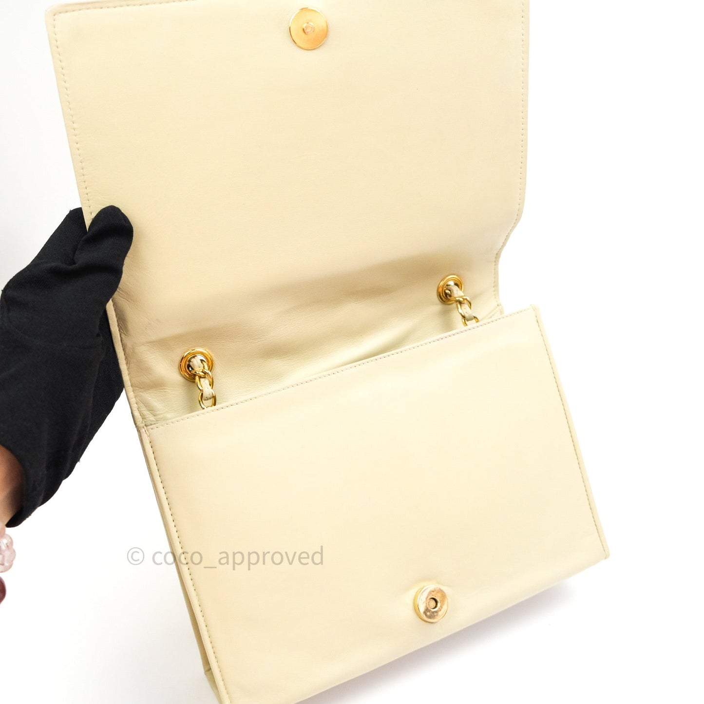Chanel Vintage Flap Small in Cream Lambskin 24K Gold Hardware