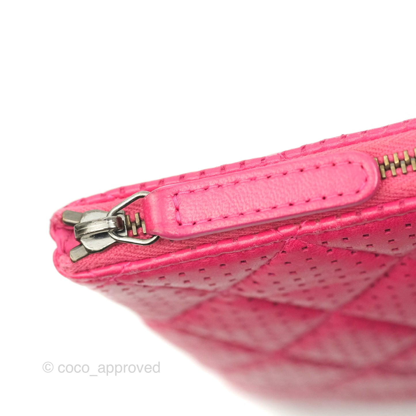 Chanel Quilted O Case Dark Pink Lambskin Gun Metal