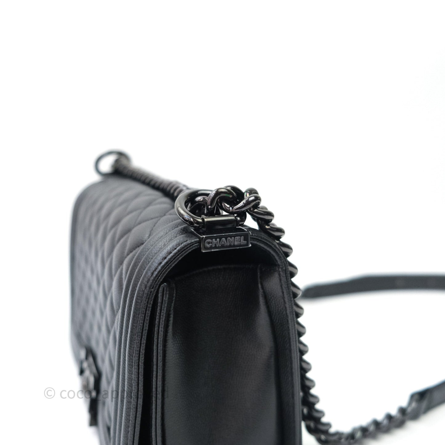 Chanel Quilted Medium Caviar Boy Flap So Black Hardware