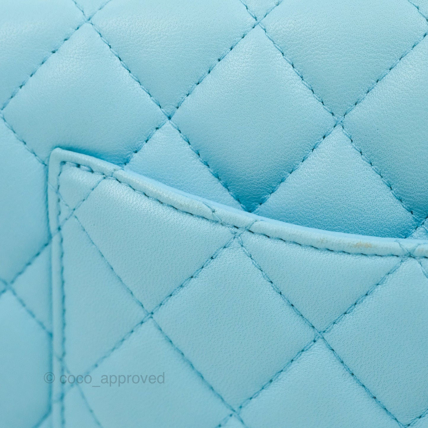 Chanel Quilted Mini Rectangular Flap Light Blue Lambskin Silver Hardware