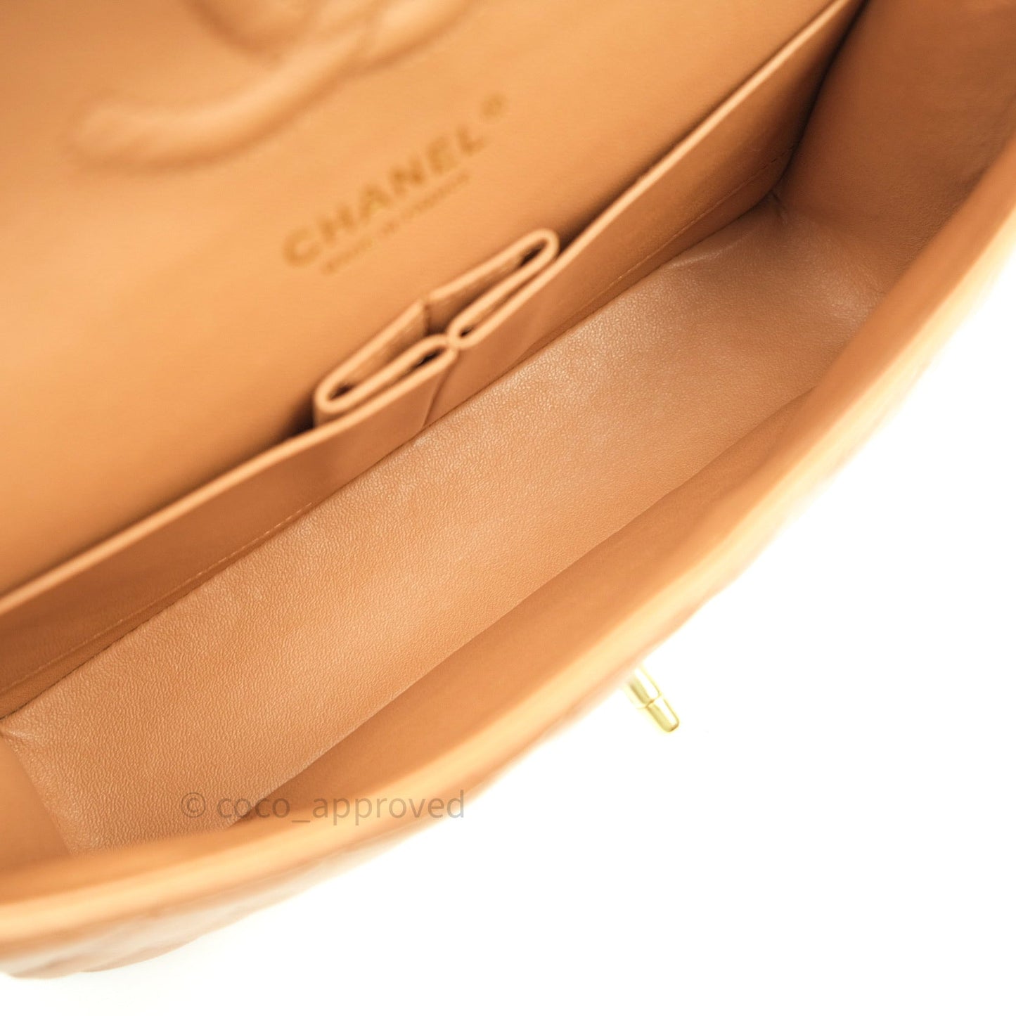 Chanel Classic M/L Beige Lambskin Gold Hardware