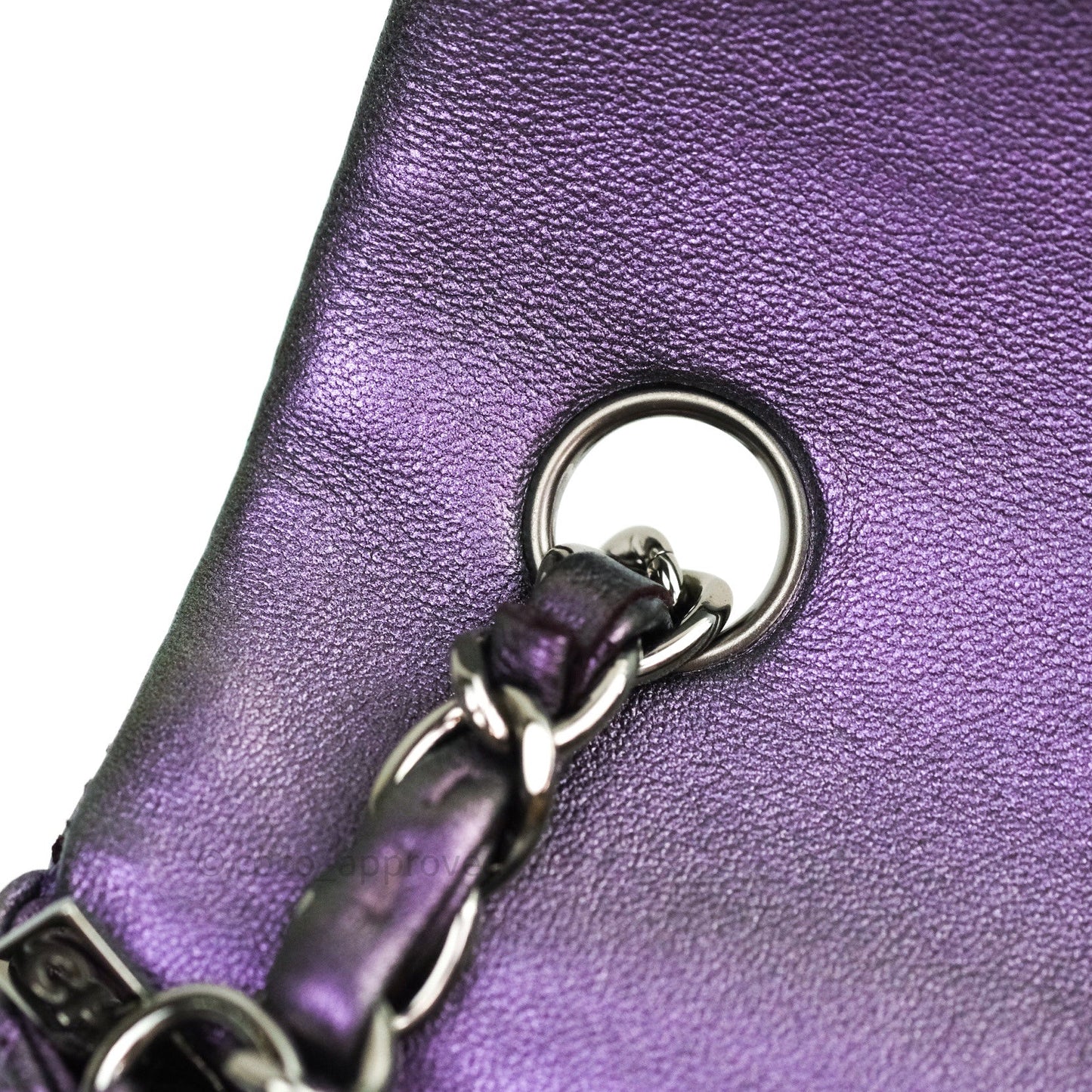 Chanel Quilted Mini Rectangular Iridescent Purple Dark Silver Hardware