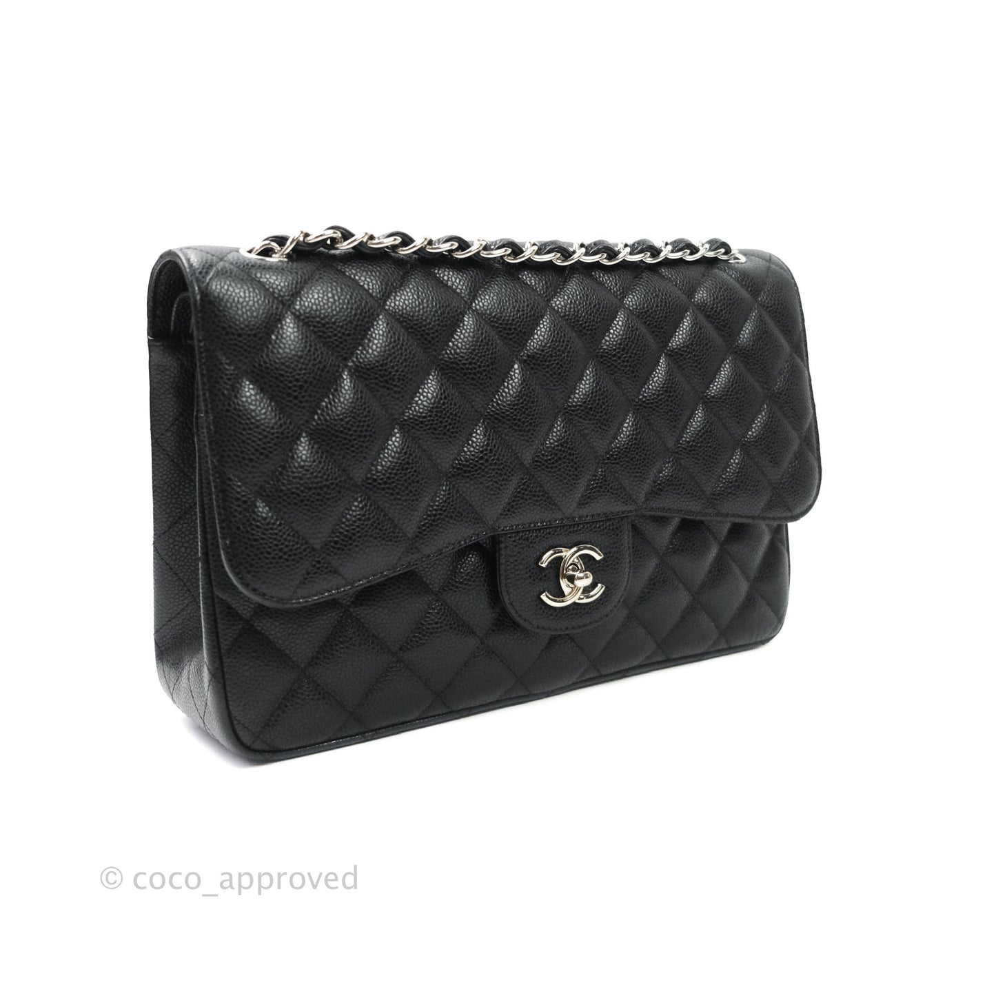 Chanel Jumbo Double Flap Black Caviar Silver Hardware⁣⁣